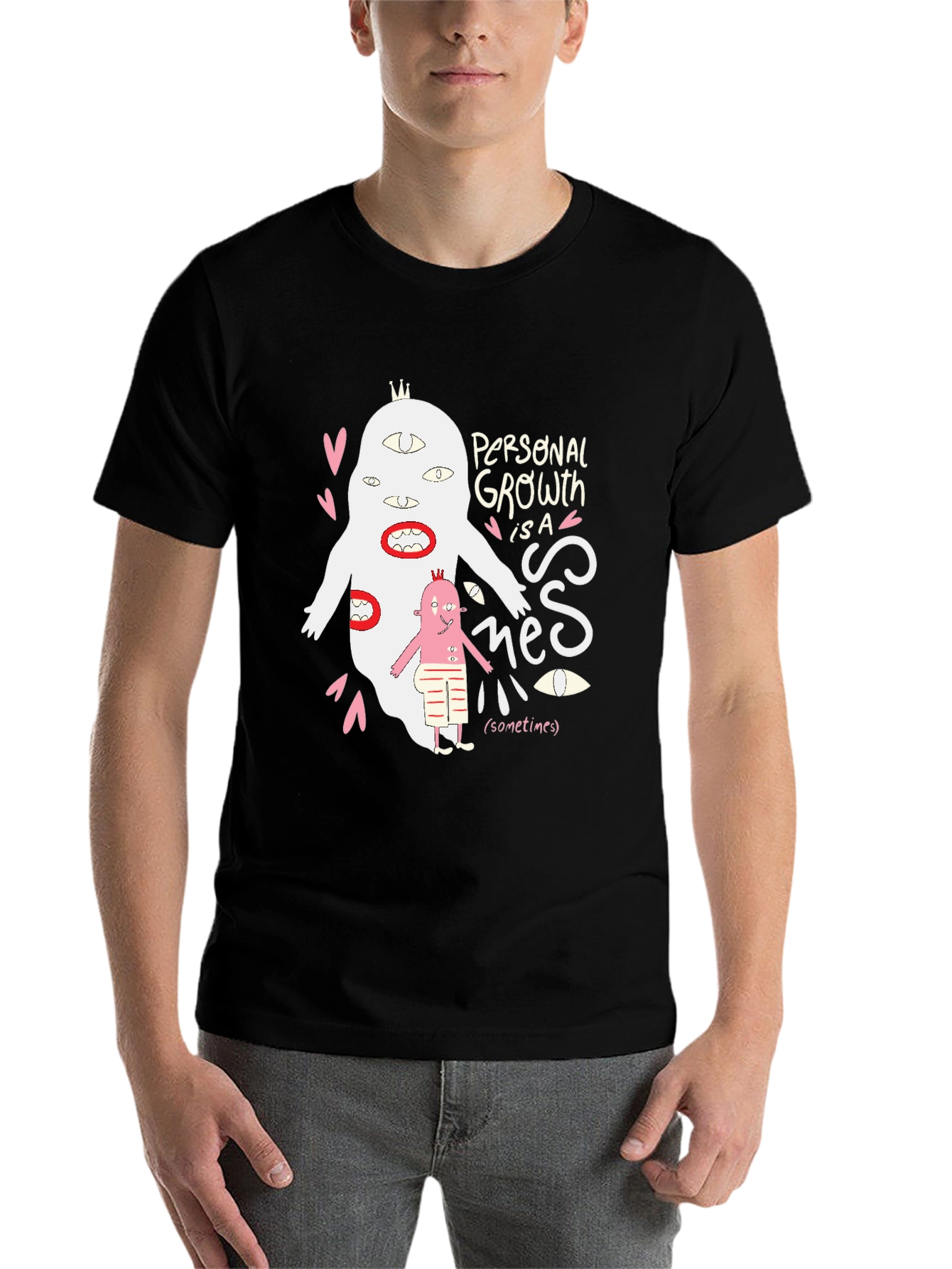 Black Personal Growth Sometimes T-Shirt view 7