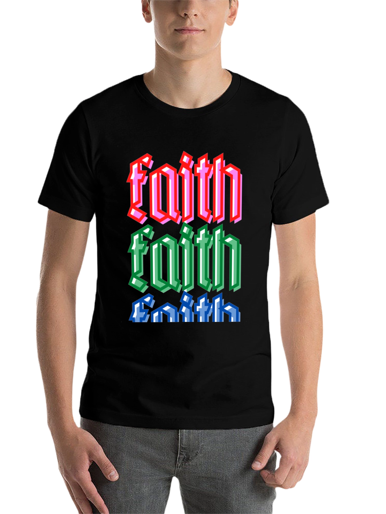 Black Faith Pixel Art Graphic Tee view 7
