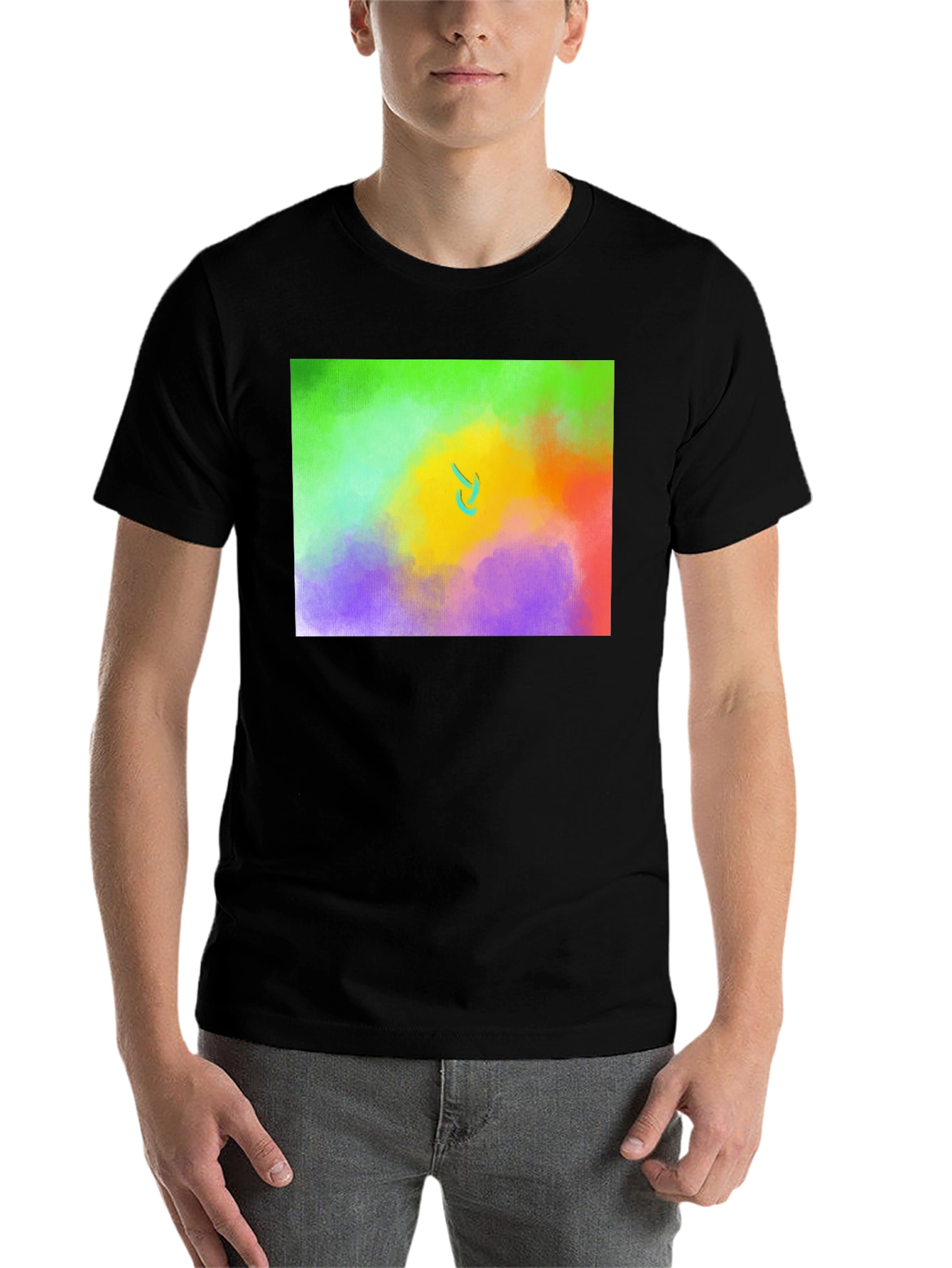 Black Abstract Expression T-Shirt: Colorful Art Tee view 7