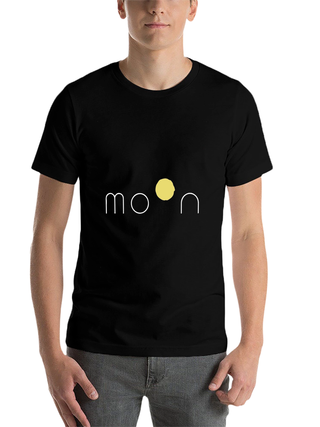 Black Minimalist Moon Graphic Black T-Shirt view 7