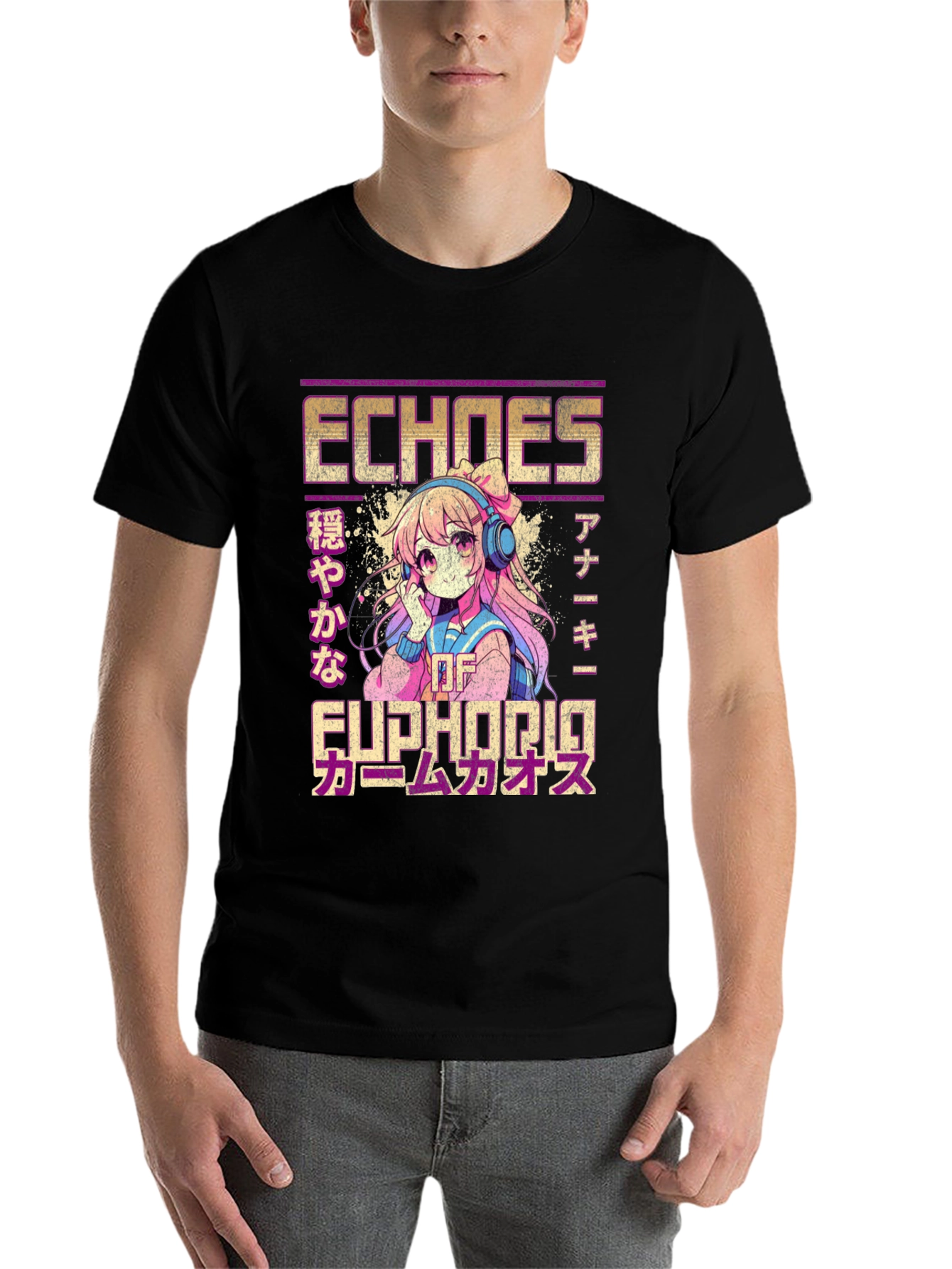 Black Echoes of Euphoria Anime Graphic T-Shirt view 7