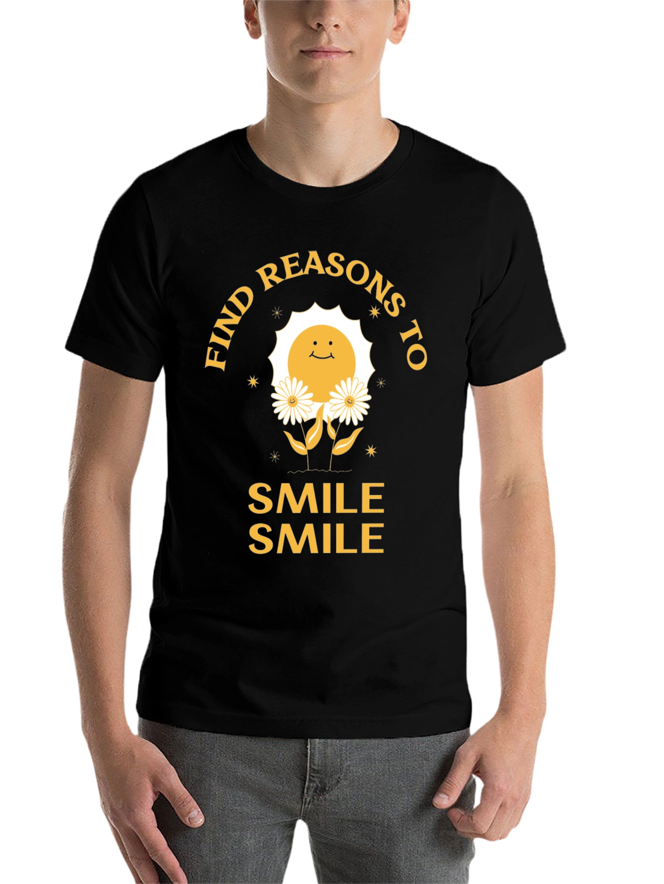 Black Smile Graphic Tee - Find Reasons To Smile T-Shirt view 7