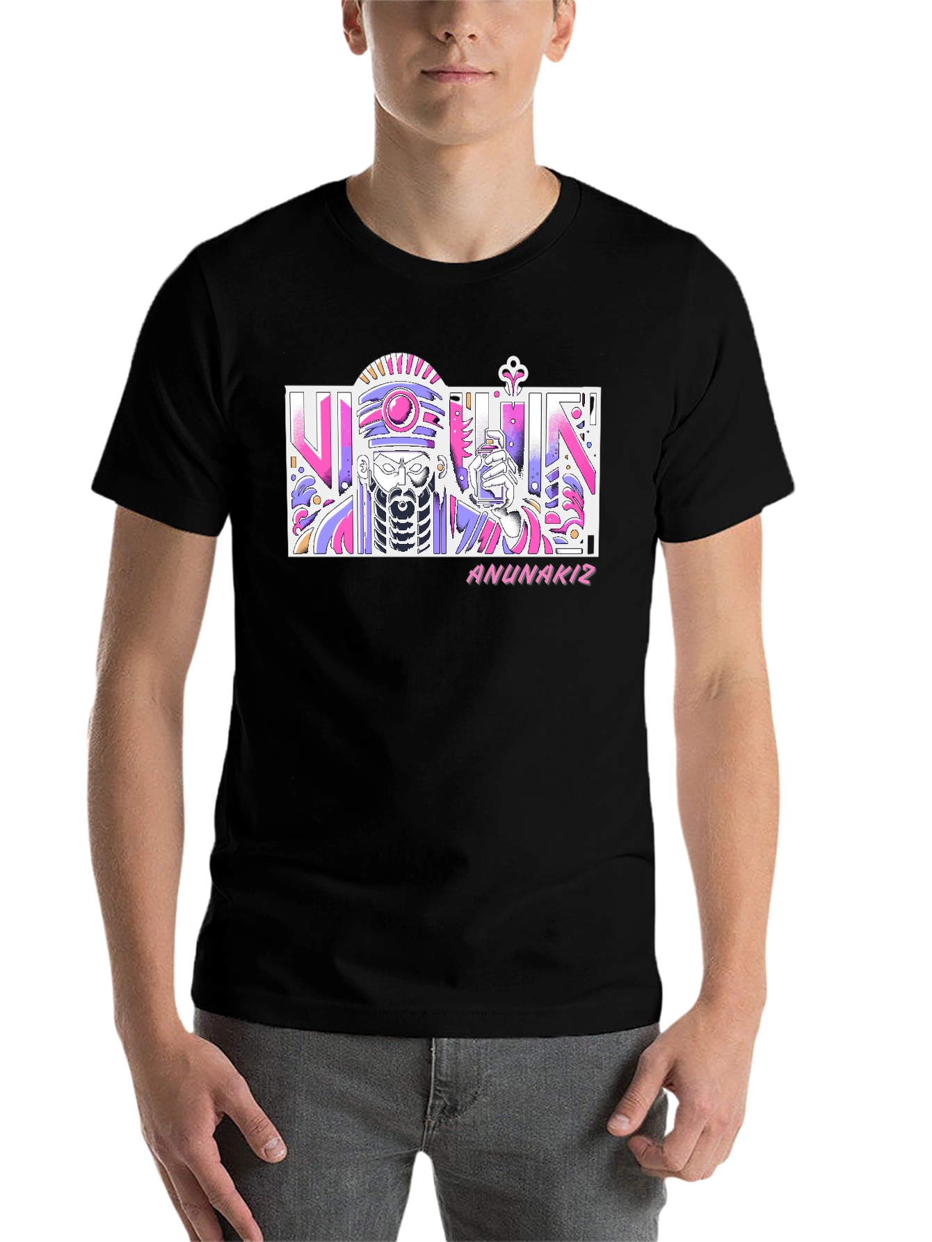 Black Anunaki T-Shirt - Artistic Graphic Tee view 7