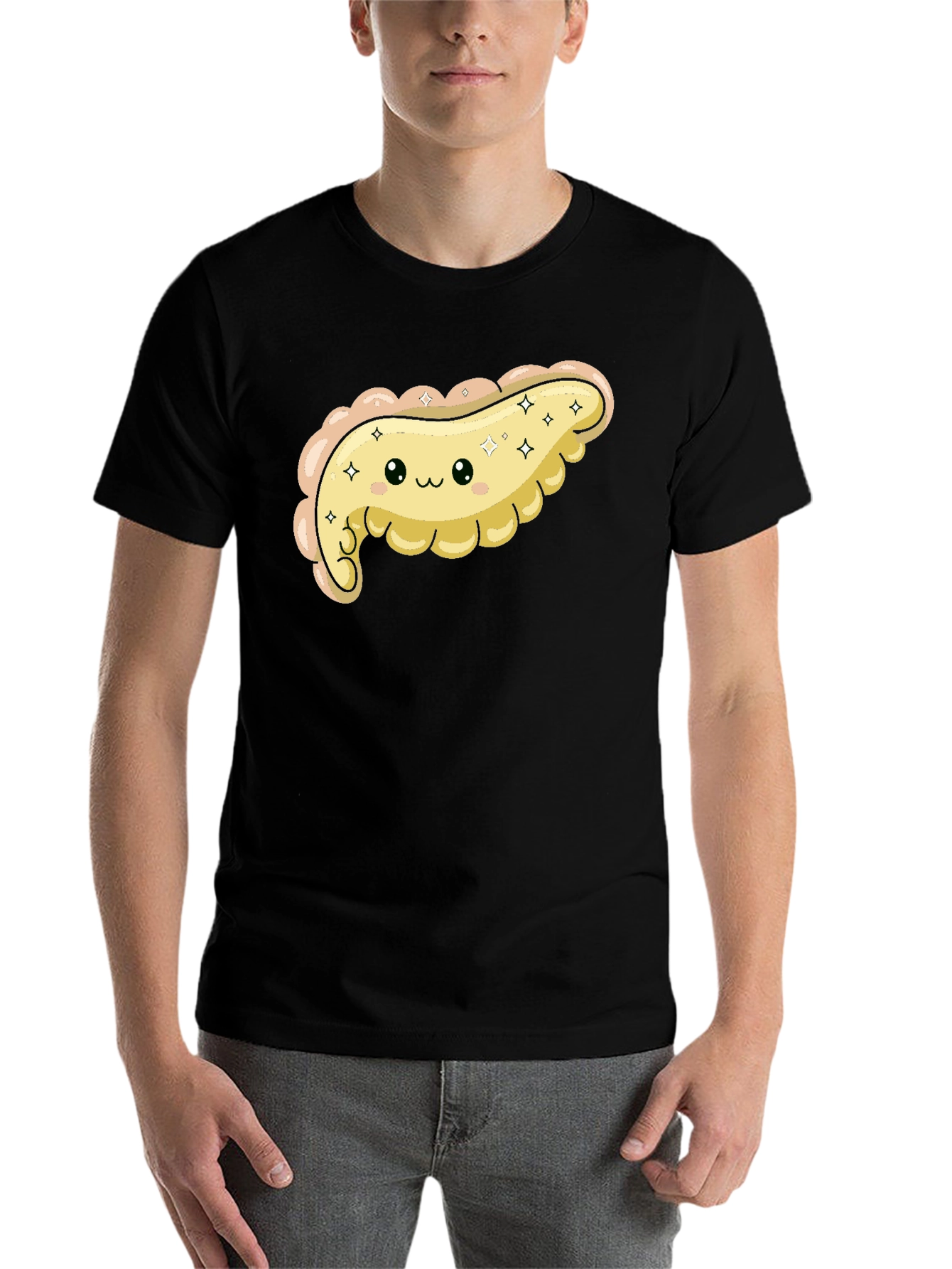 Black Cute Pancreas Graphic T-Shirt - Kawaii Organ Tee view 7