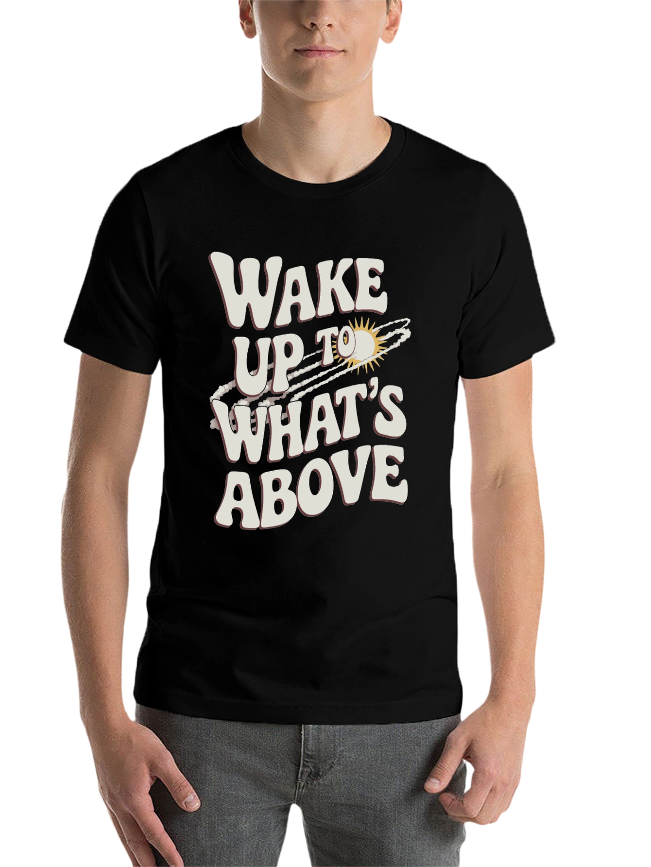 Black Wake Up To What's Above Black Graphic Tee view 7