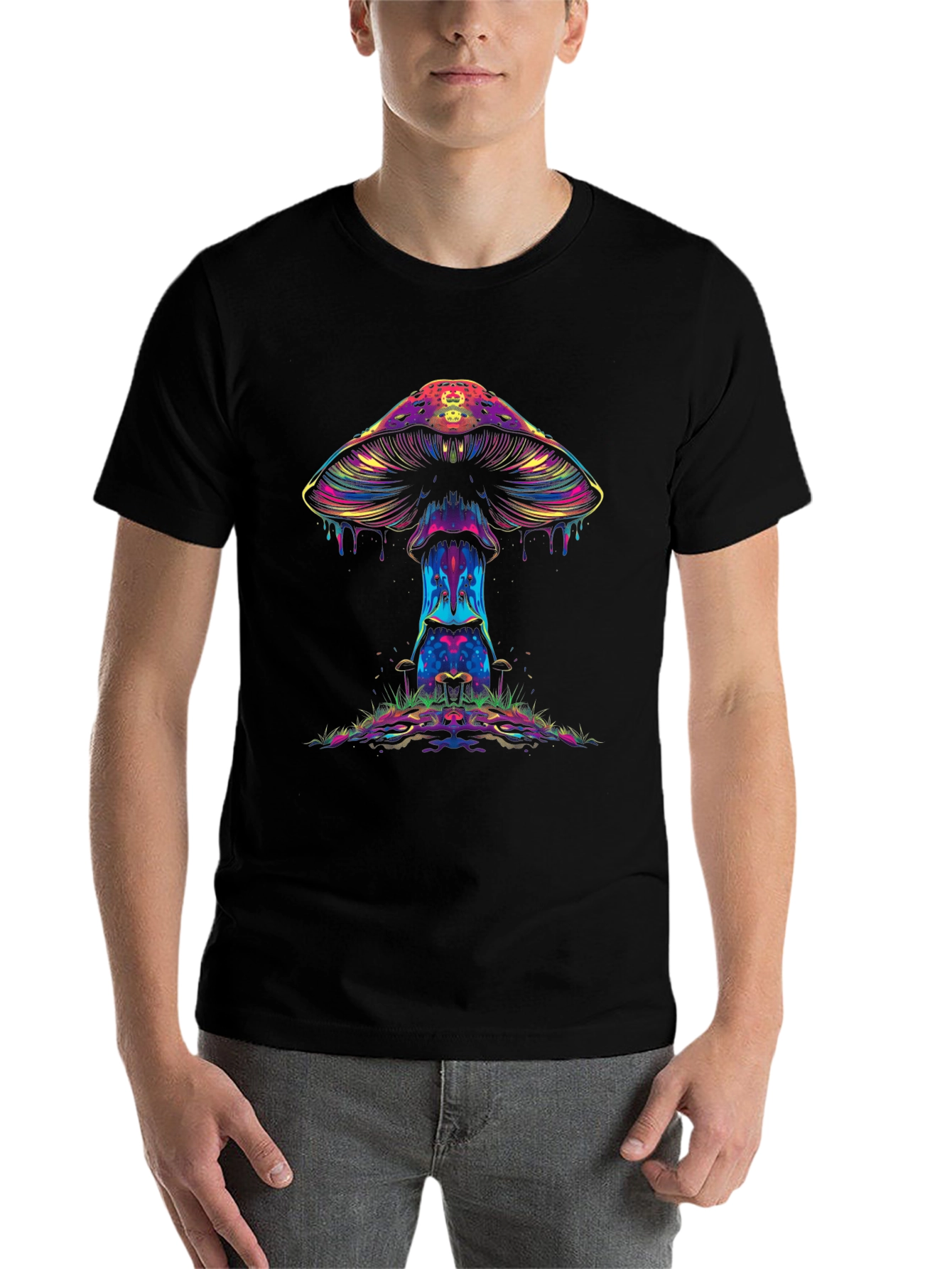 Black Psychedelic Mushroom Graphic Tee view 7