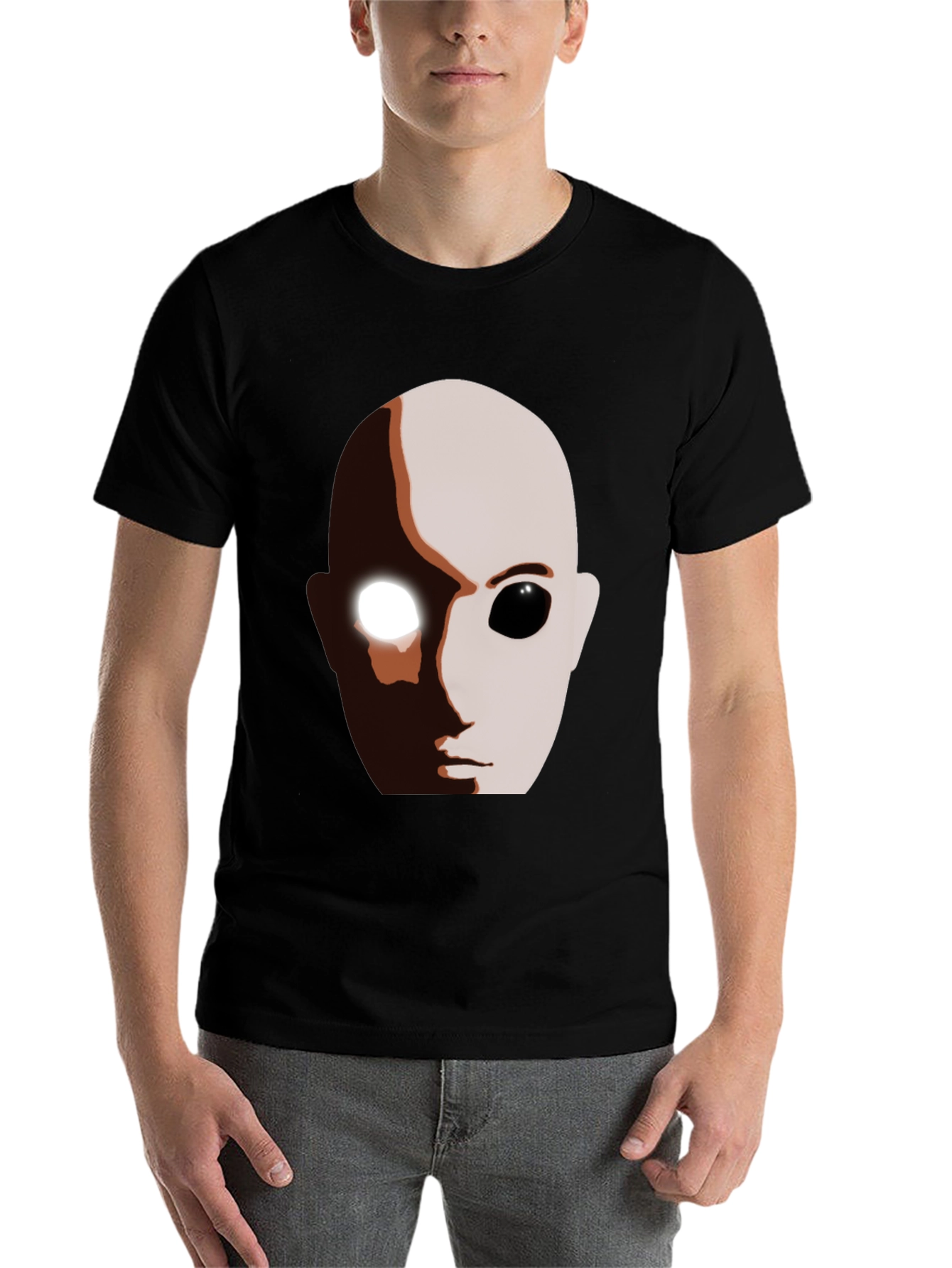 Black Abstract Face Graphic T-Shirt view 7