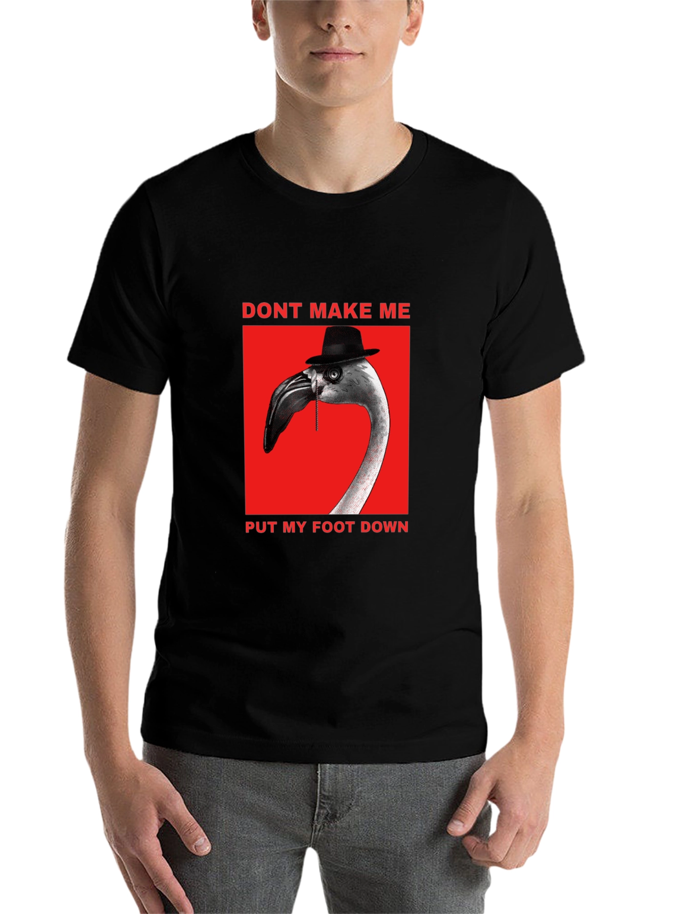 Black Funny Flamingo Don't Make Me T-Shirt view 7