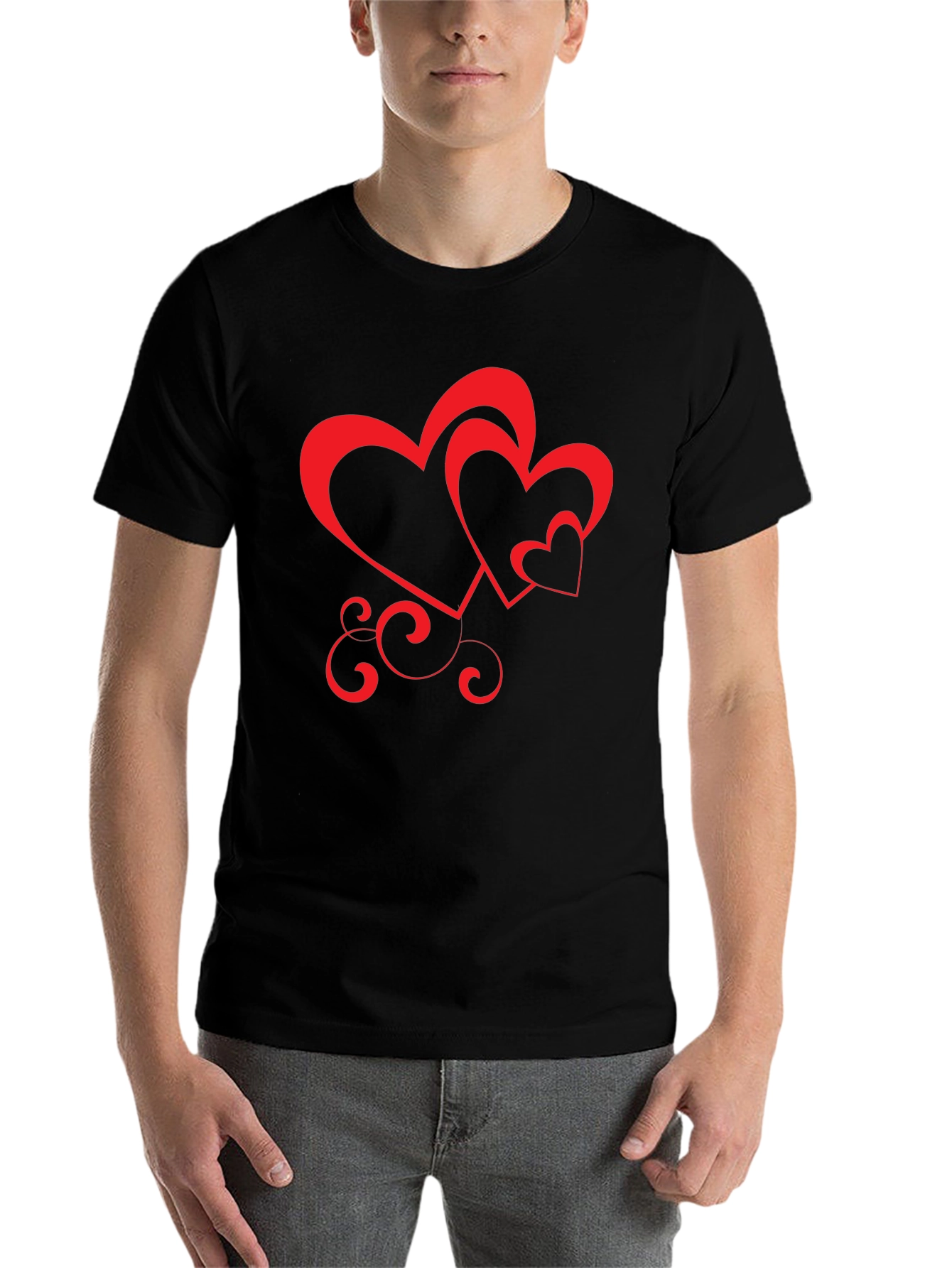 Black Heart Design Black T-Shirt view 7