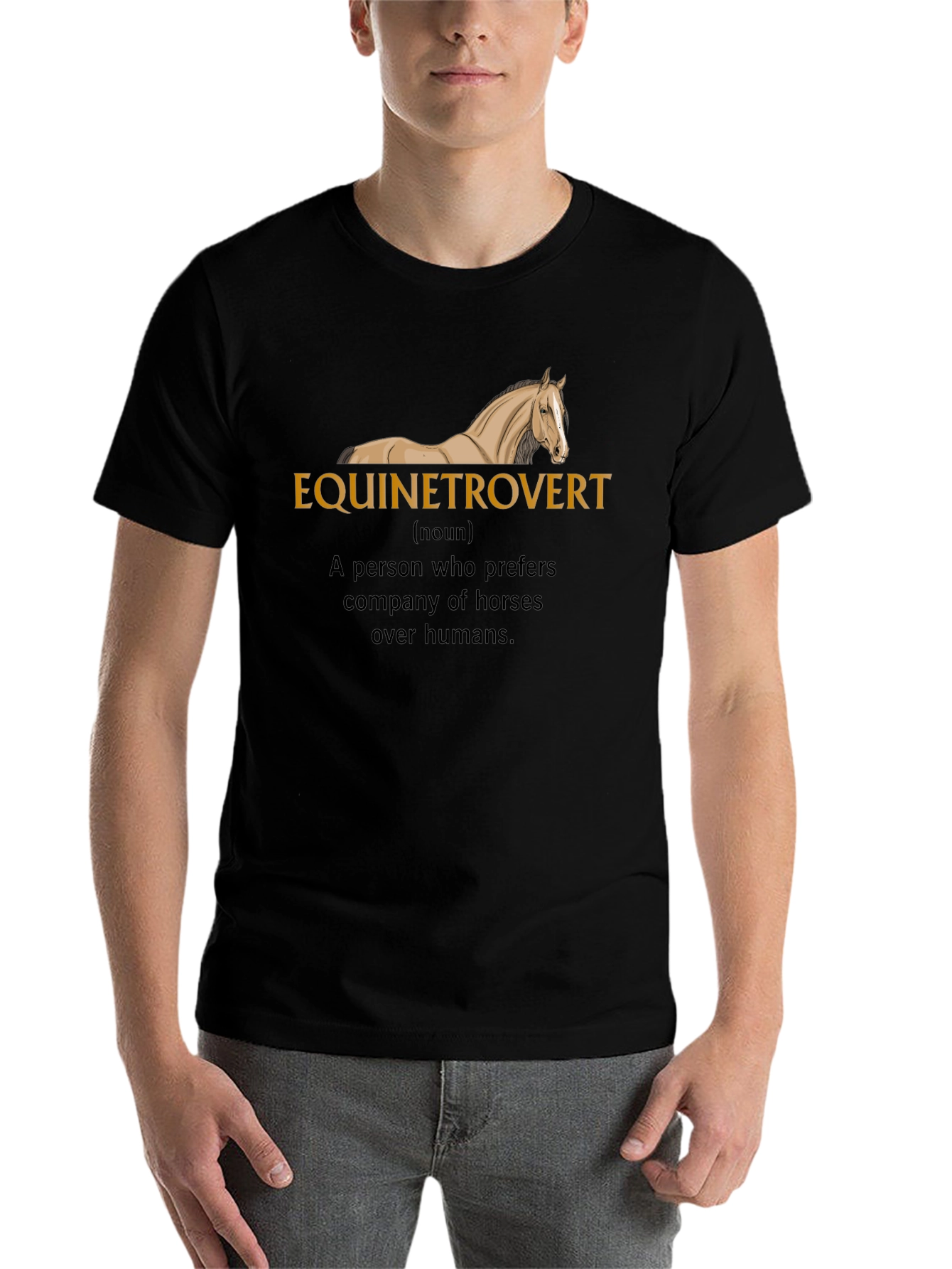 Black Equinetrovert Horse Lover Black T-Shirt view 7