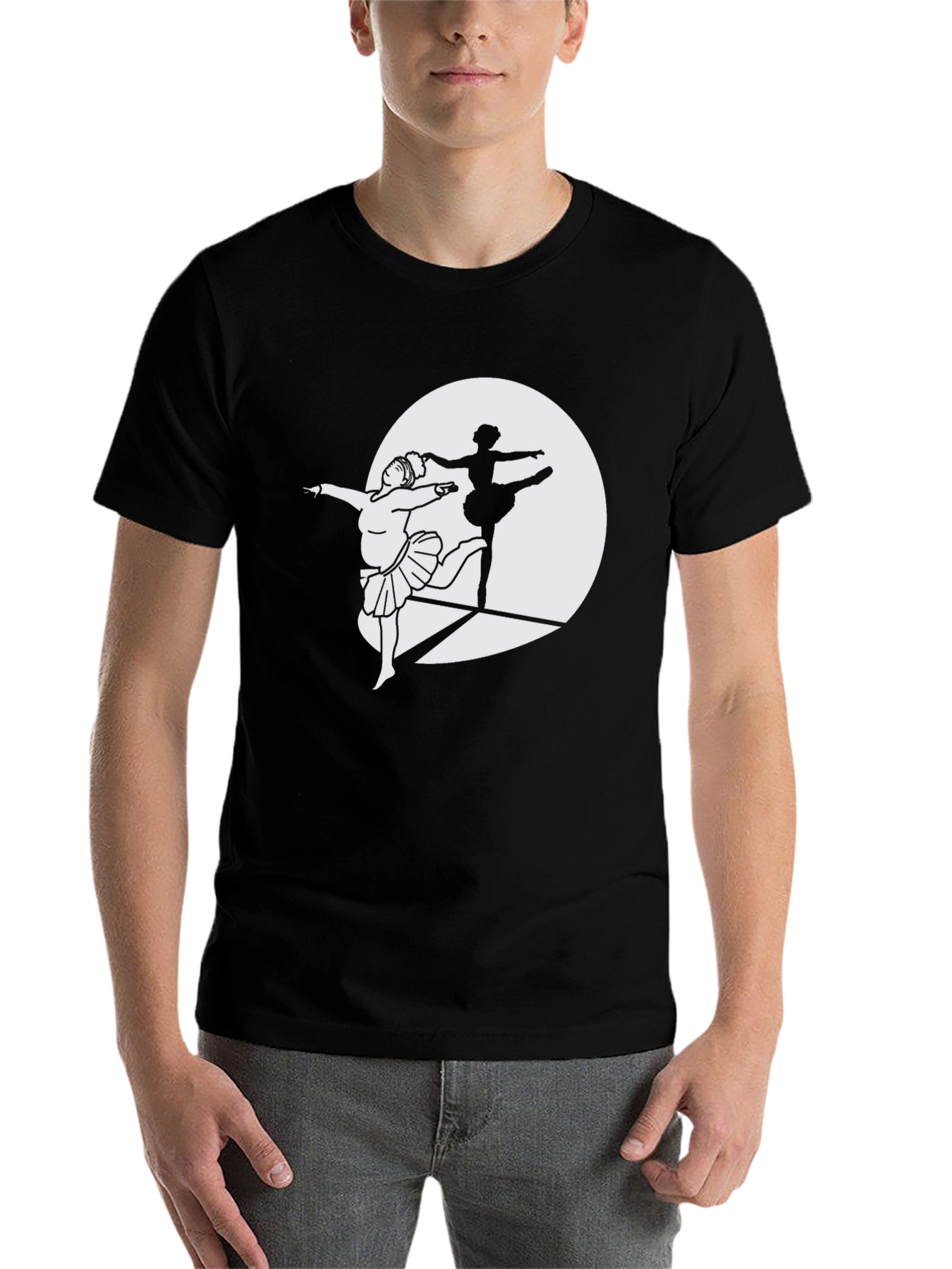 Black Ballet Dancer Silhouette Black T-Shirt view 7