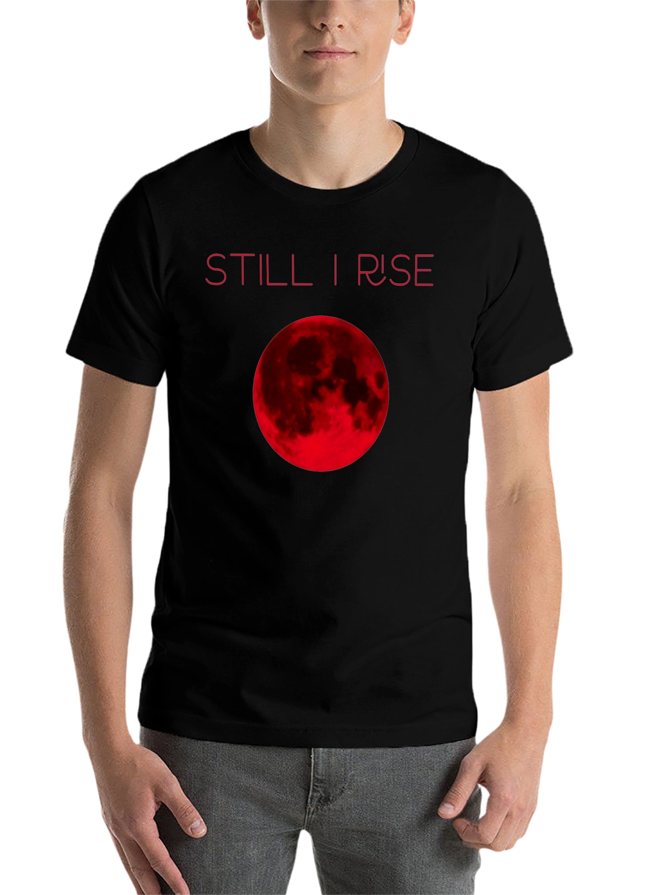 Black Still I Rise Red Moon Graphic T-Shirt view 7
