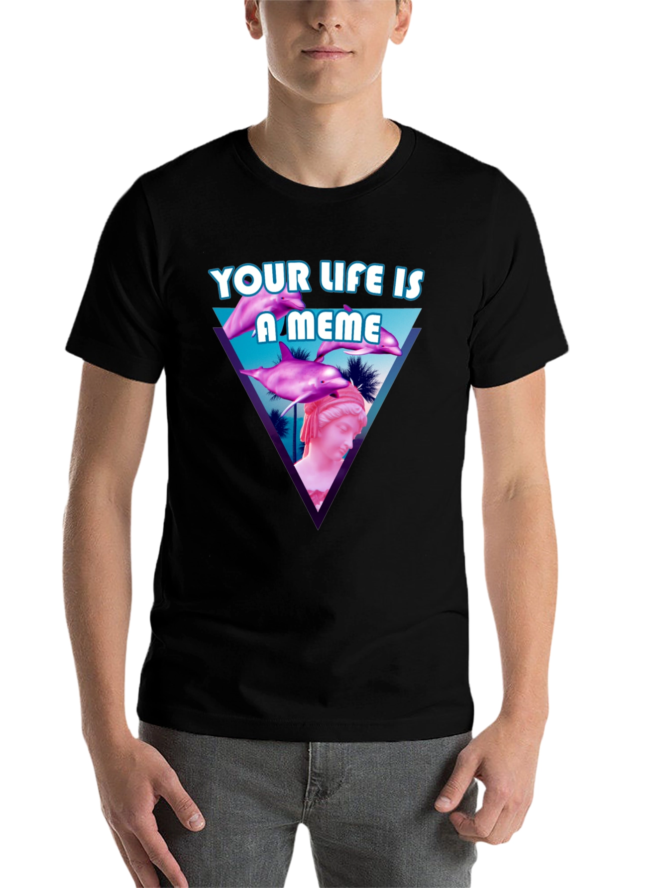 Black Meme Life T-Shirt - Vaporwave Style view 7
