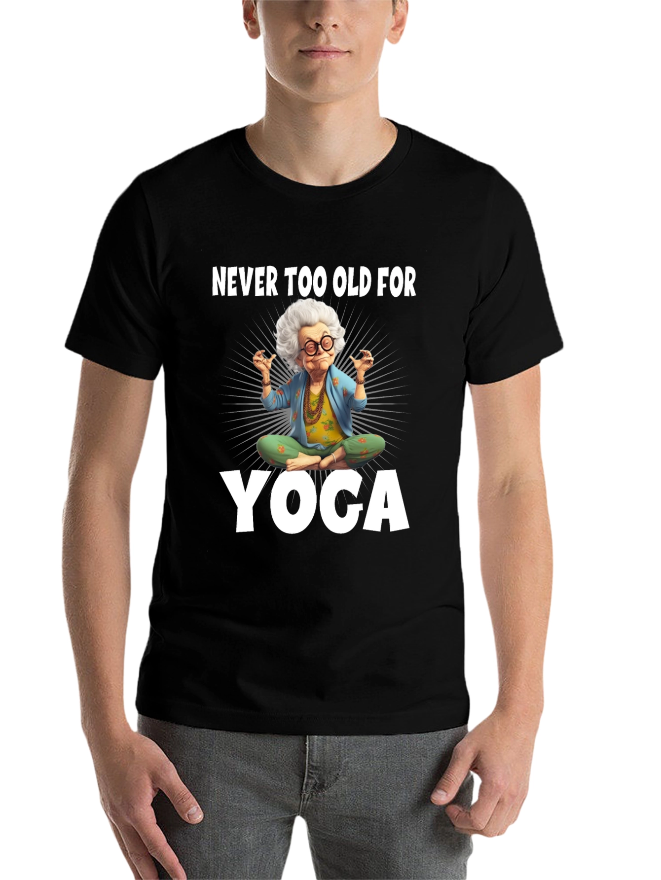 Black Funny Yoga Grandma T-Shirt view 7