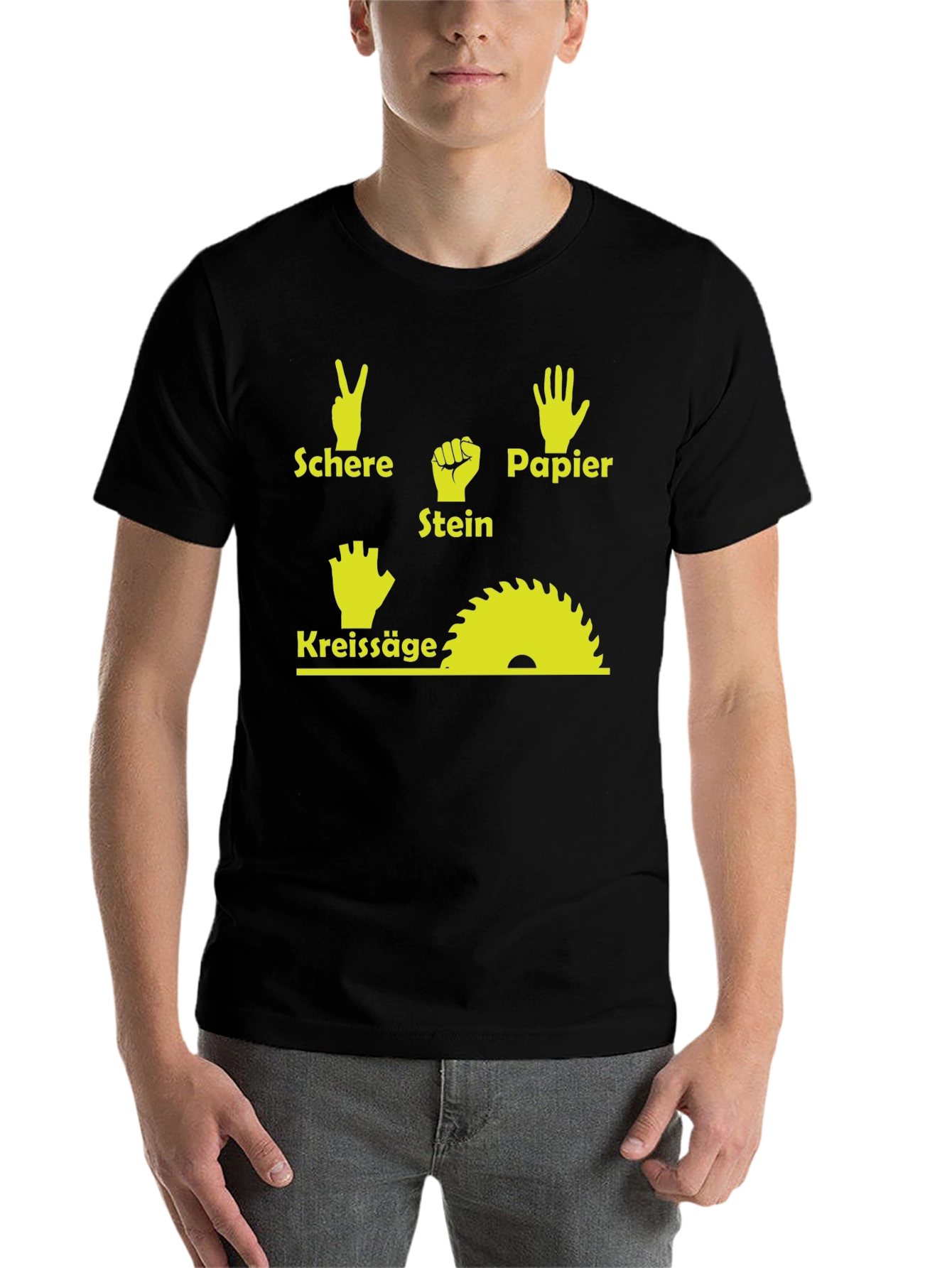 Black Rock, Paper, Scissors, Chainsaw T-Shirt - Funny Woodworker Tee view 7
