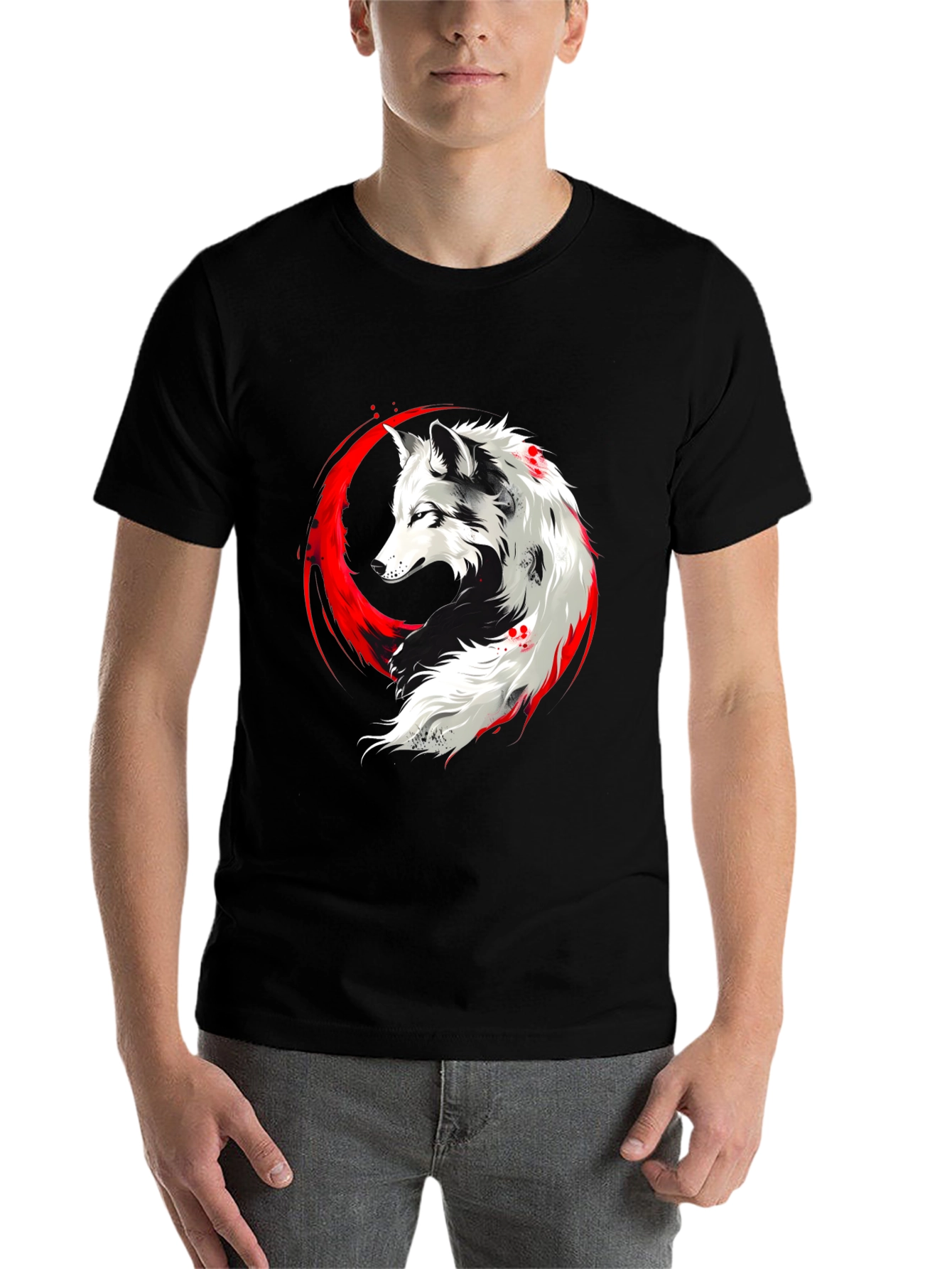 Black Wolf Graphic T-Shirt - Black view 7