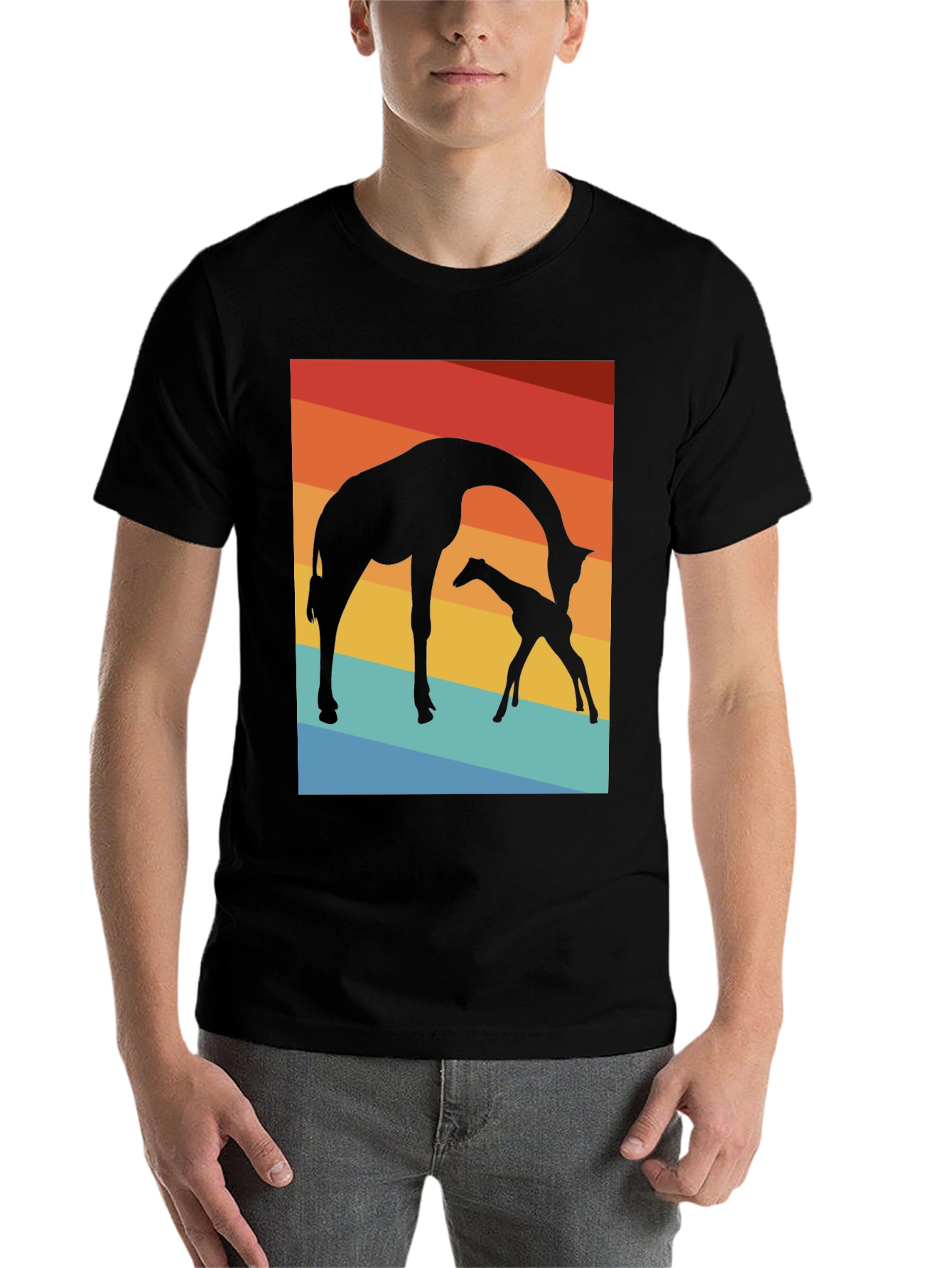 Black Giraffe Silhouette T-Shirt - Sunset Graphic Tee view 7