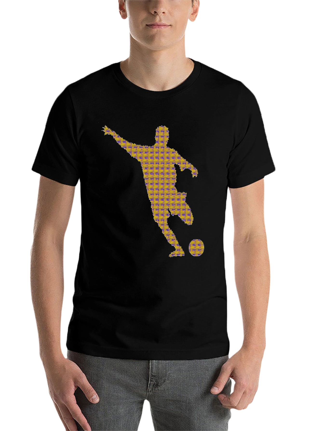 Black Striking Soccer Silhouette Graphic Tee - Black view 7