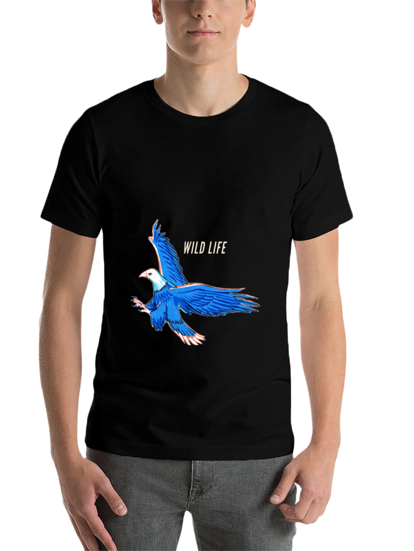 Black Wildlife Eagle Graphic Black T-Shirt view 7