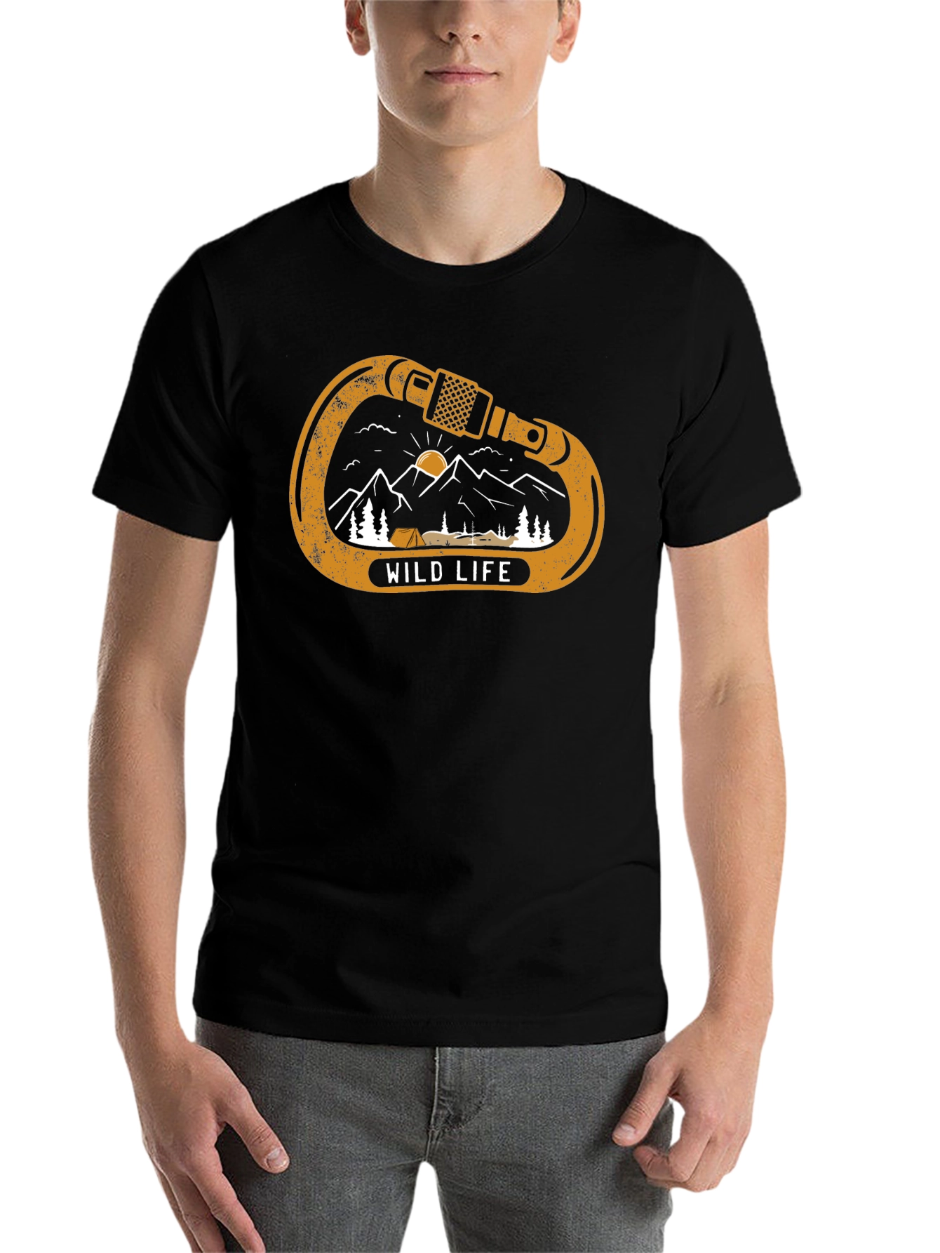 Black Wild Life Climbing Carabiner Graphic Tee - Black view 7
