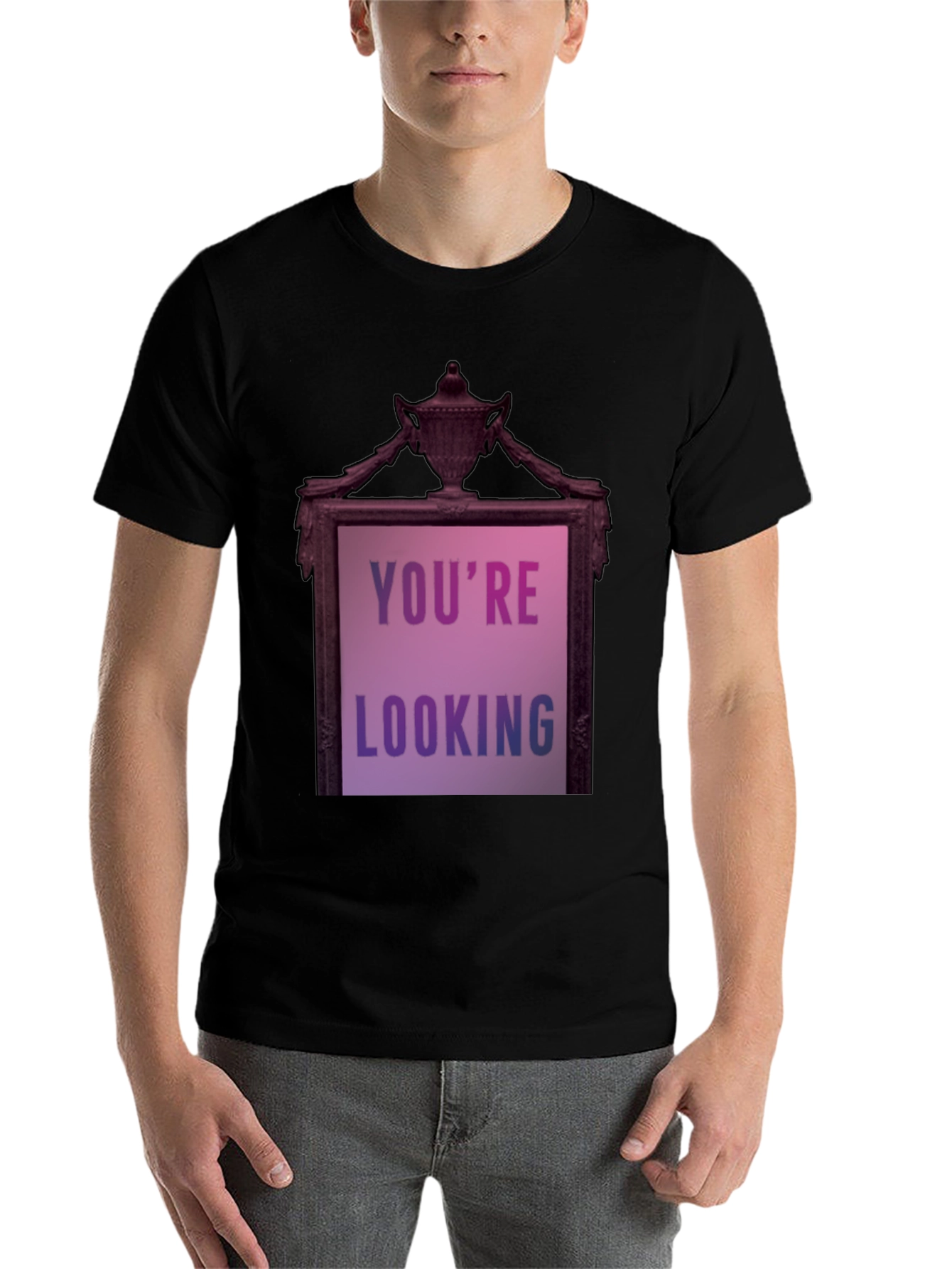 Black Humorous 'You're Looking' Graphic Tee view 7