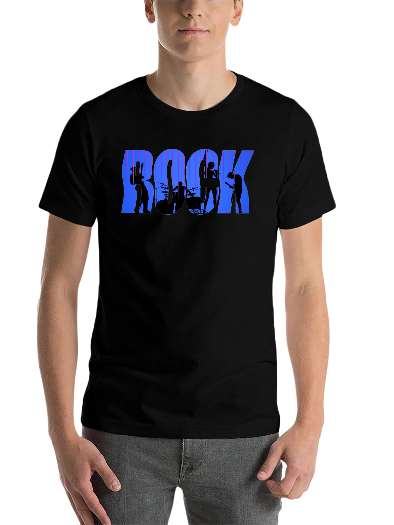 Black Rock Band Silhouette Graphic Tee - Black Cotton T-Shirt view 7