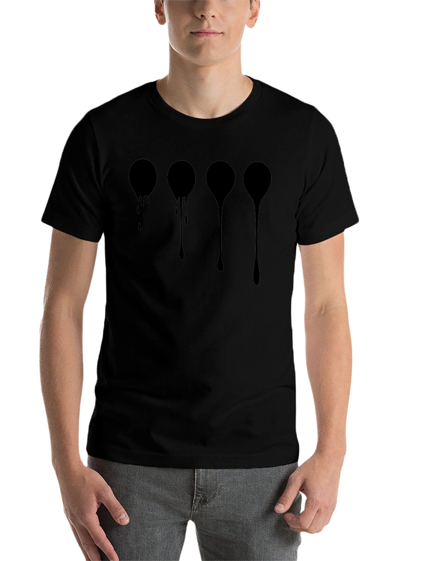 Black Dripping Circles Graphic Tee - Modern Black T-Shirt view 7