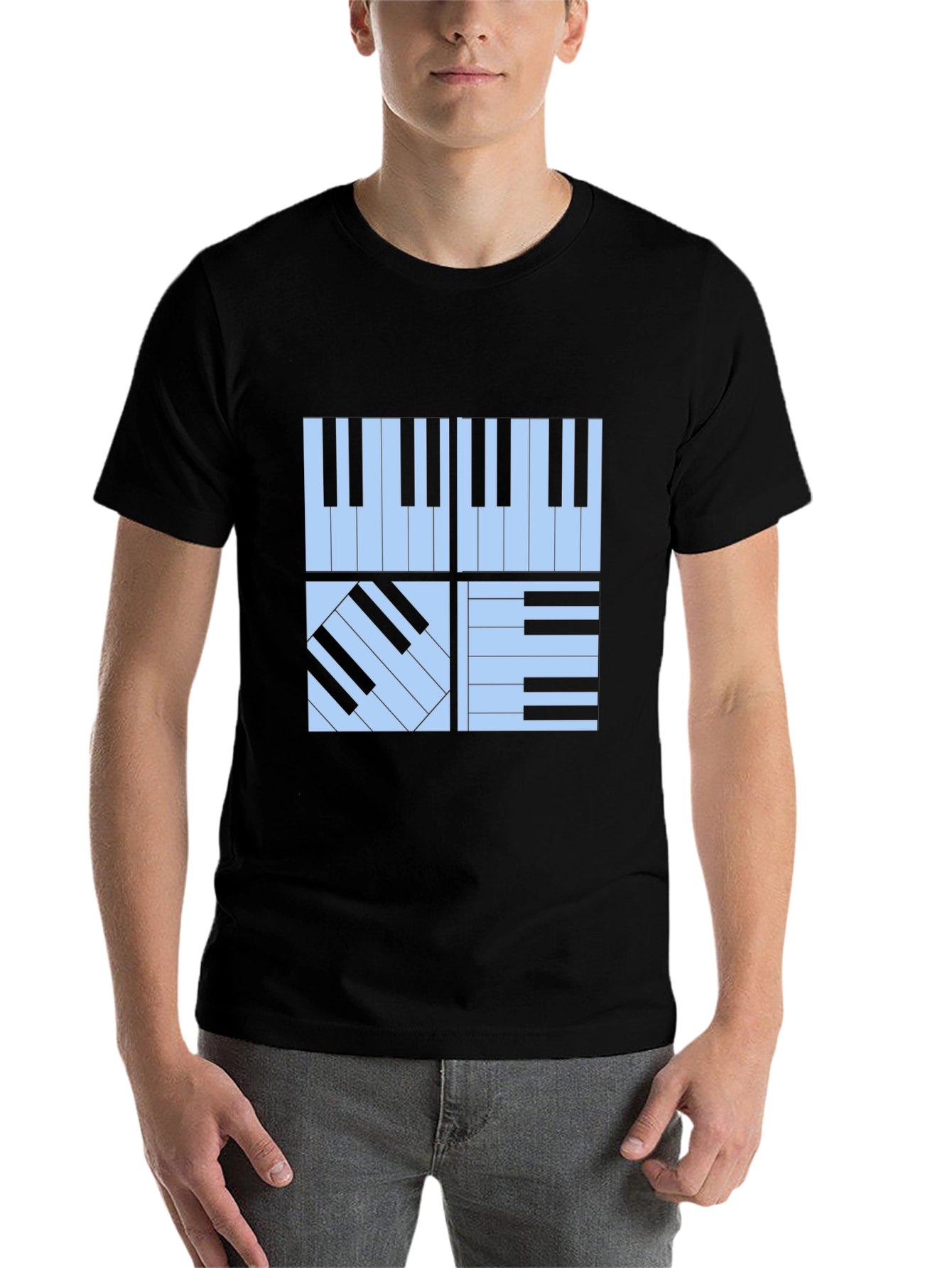 Black Piano Keys Graphic Tee - Stylish Musician's T-Shirt view 7