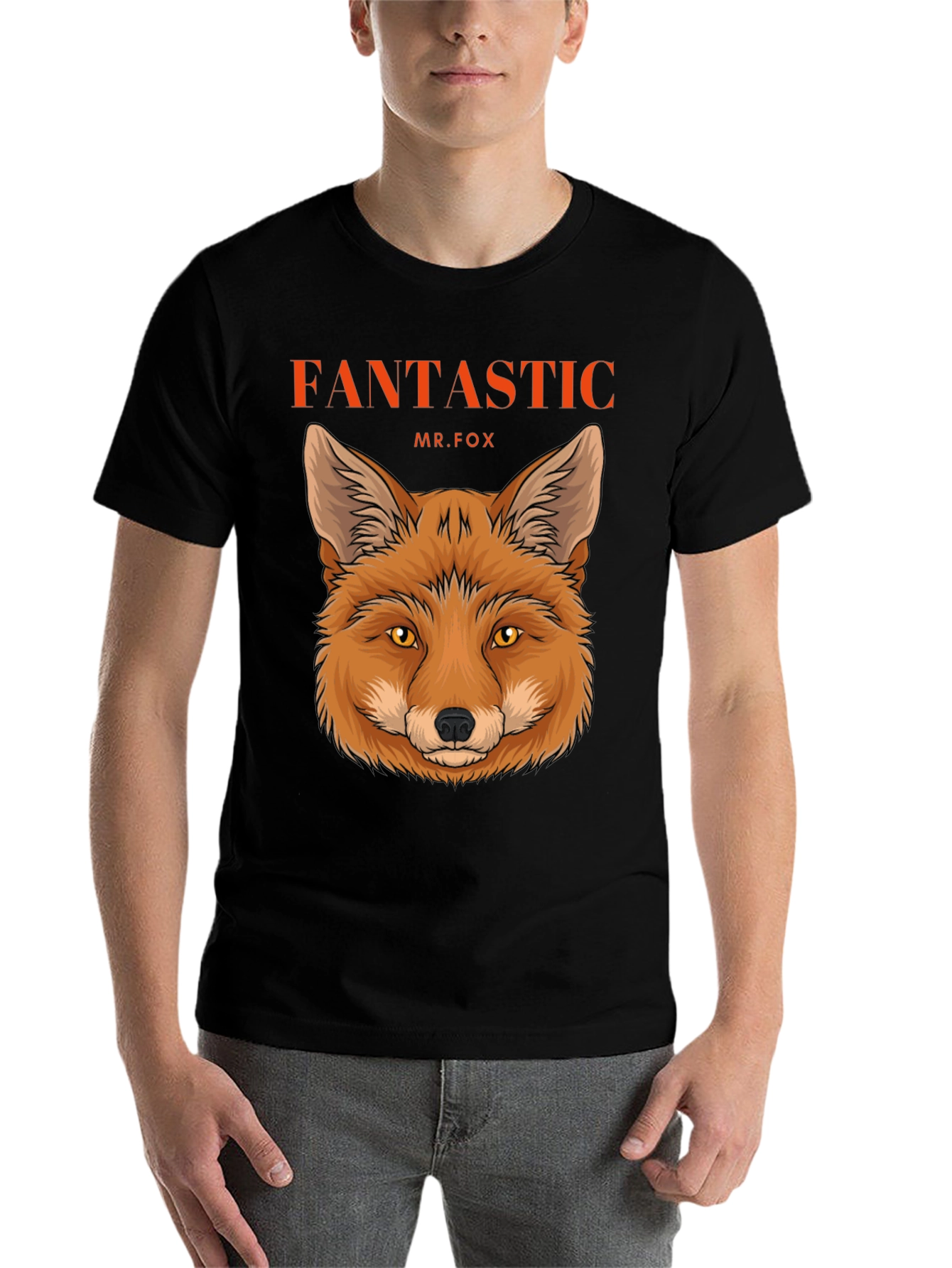 Black Fantastic Mr. Fox Graphic Tee - Black Cotton T-Shirt view 7