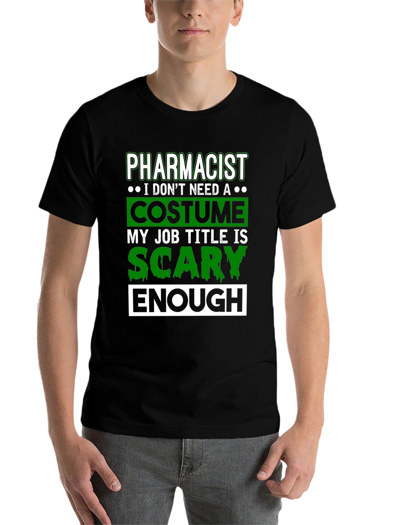 Black Pharmacist Scary Enough Costume T-Shirt view 7