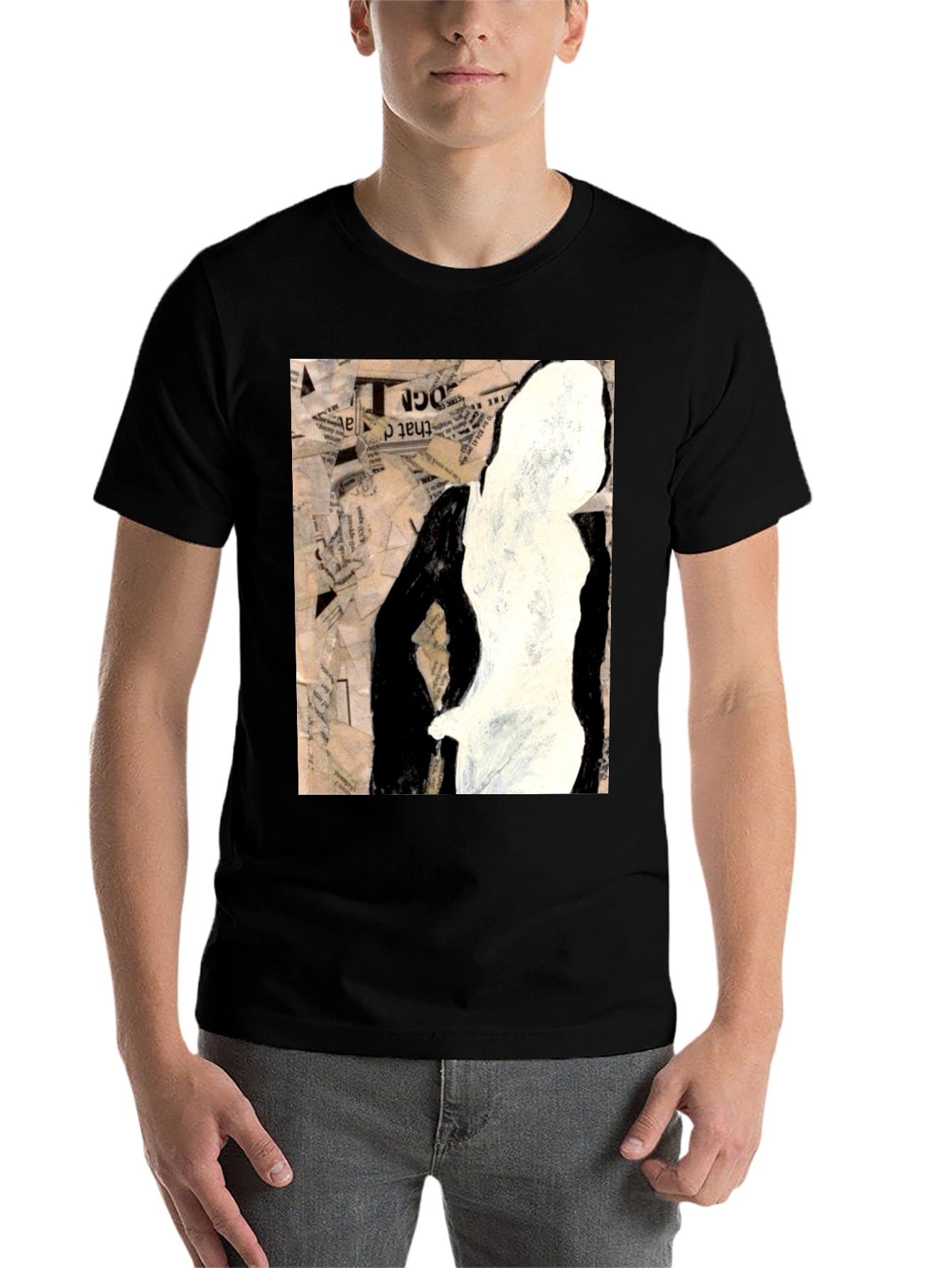 Black Abstract Silhouette Graphic Tee - Unisex Black T-Shirt view 7