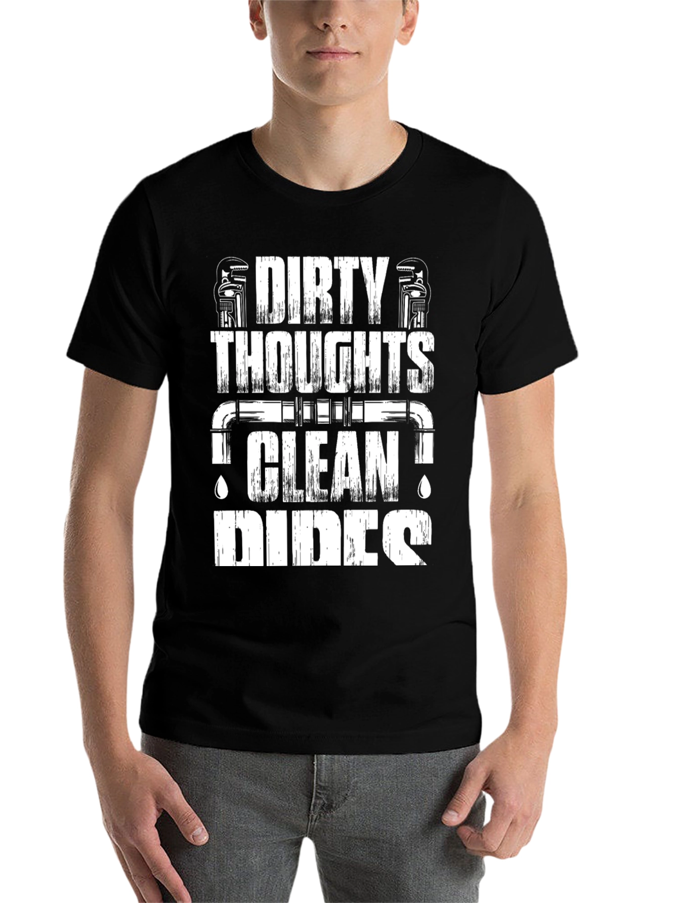 Black Dirty Thoughts Clean Pipes Graphic Tee view 7