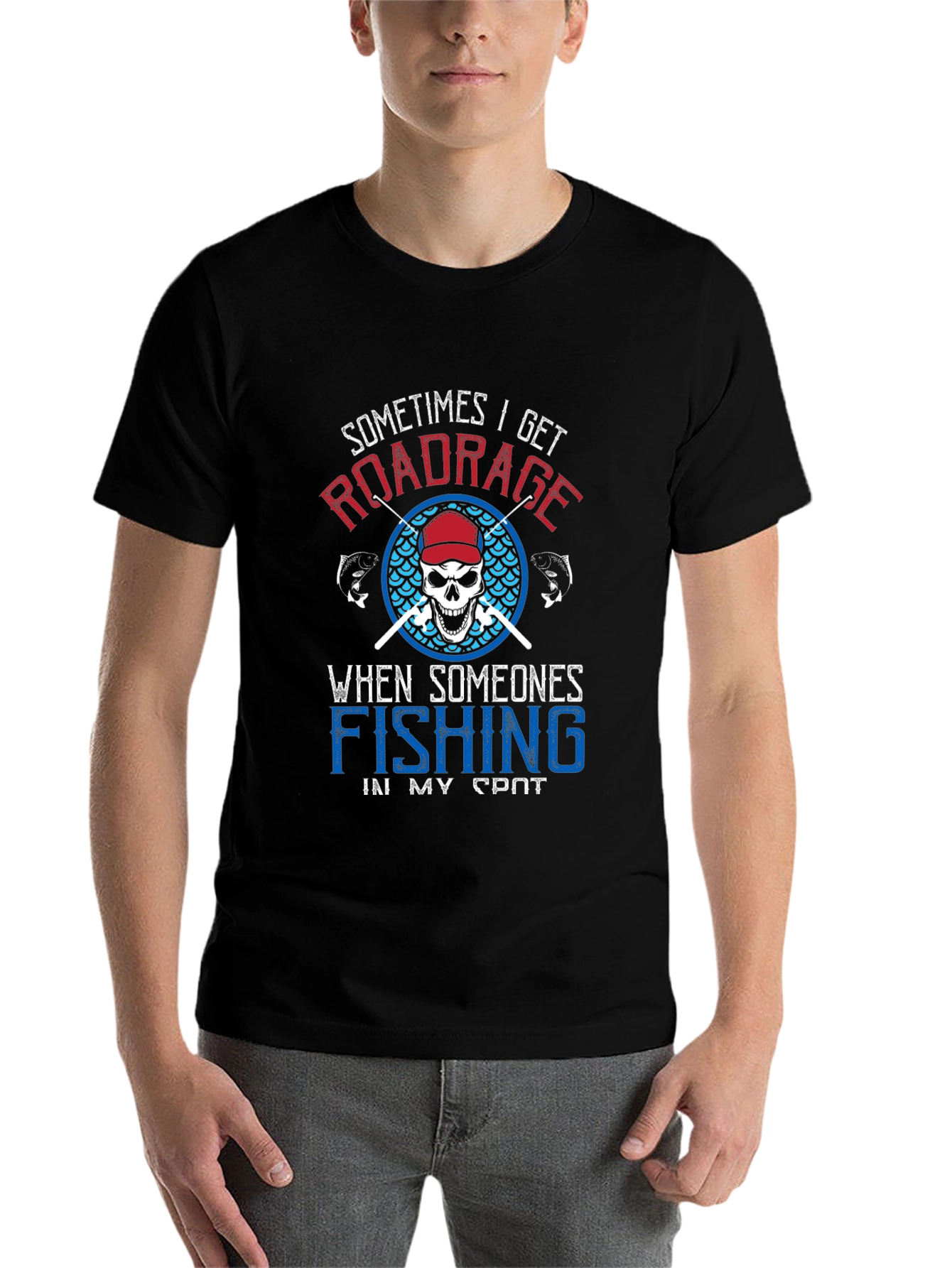 Black Road Rage Fishing T-Shirt view 7