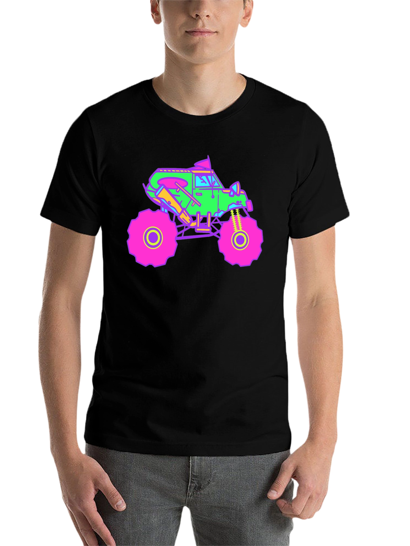 Black Vibrant Monster Truck Graphic T-Shirt view 7