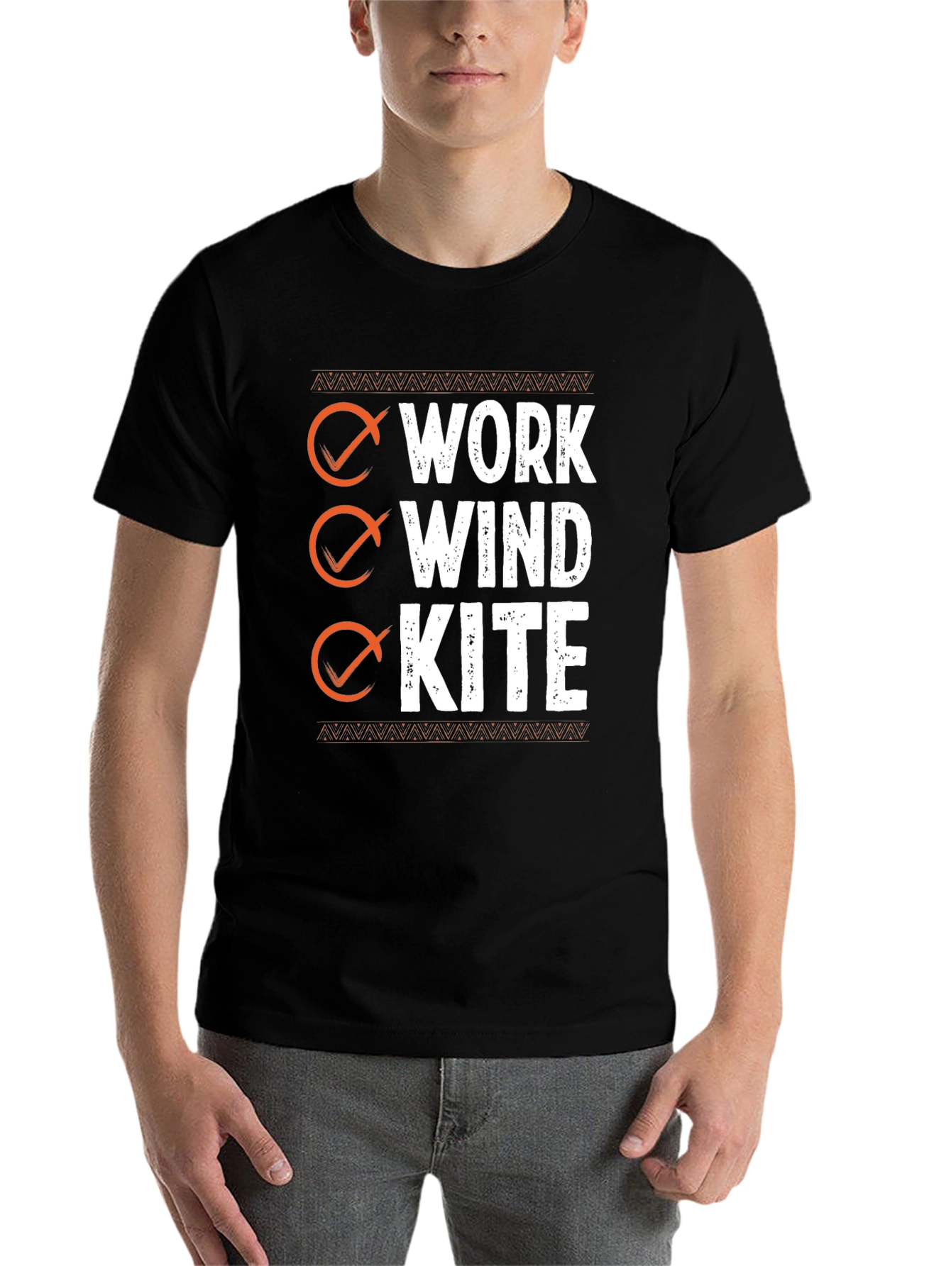 Black Work Wind Kite T-Shirt - Black Graphic Tee view 7