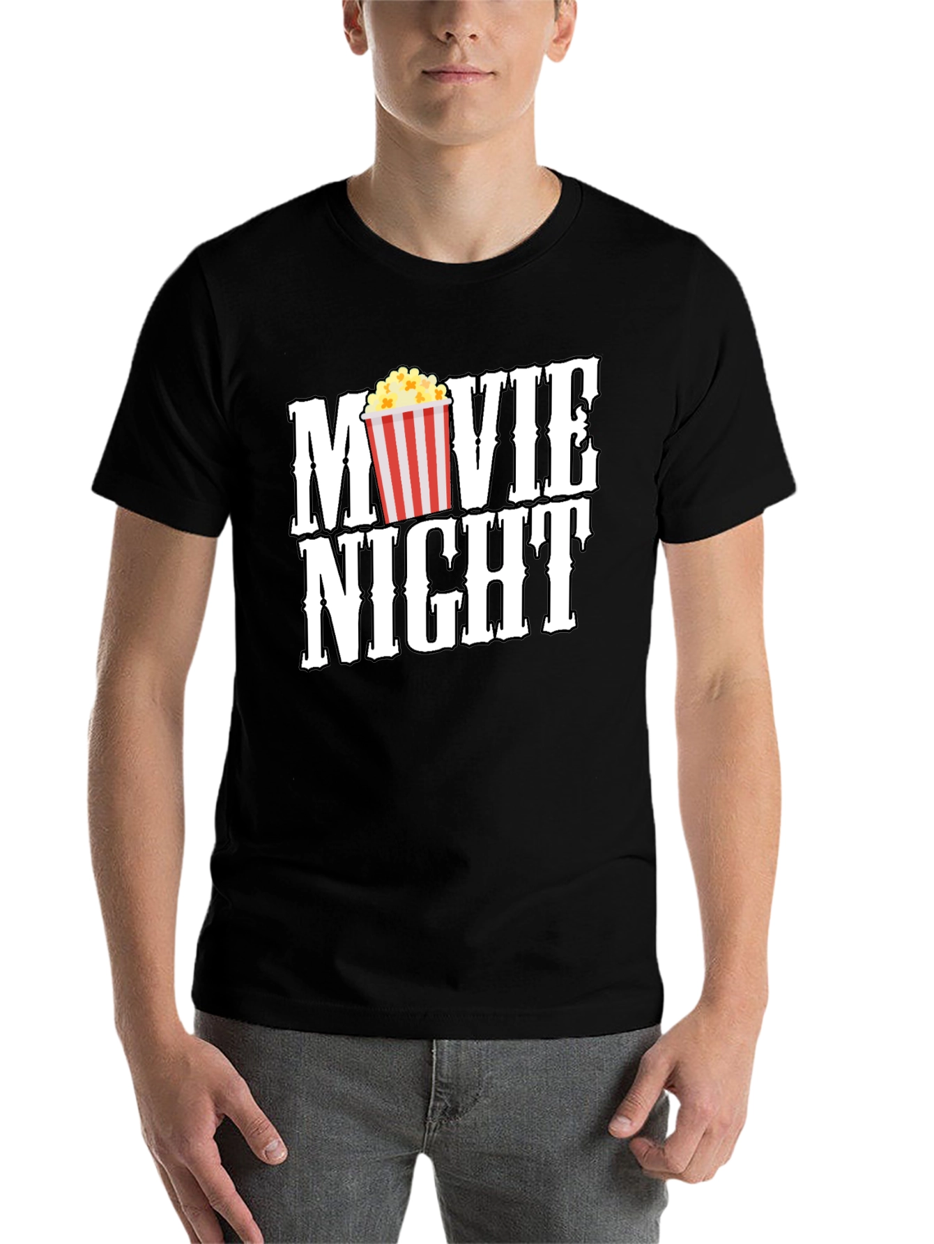Black Movie Night Black Graphic Tee view 7