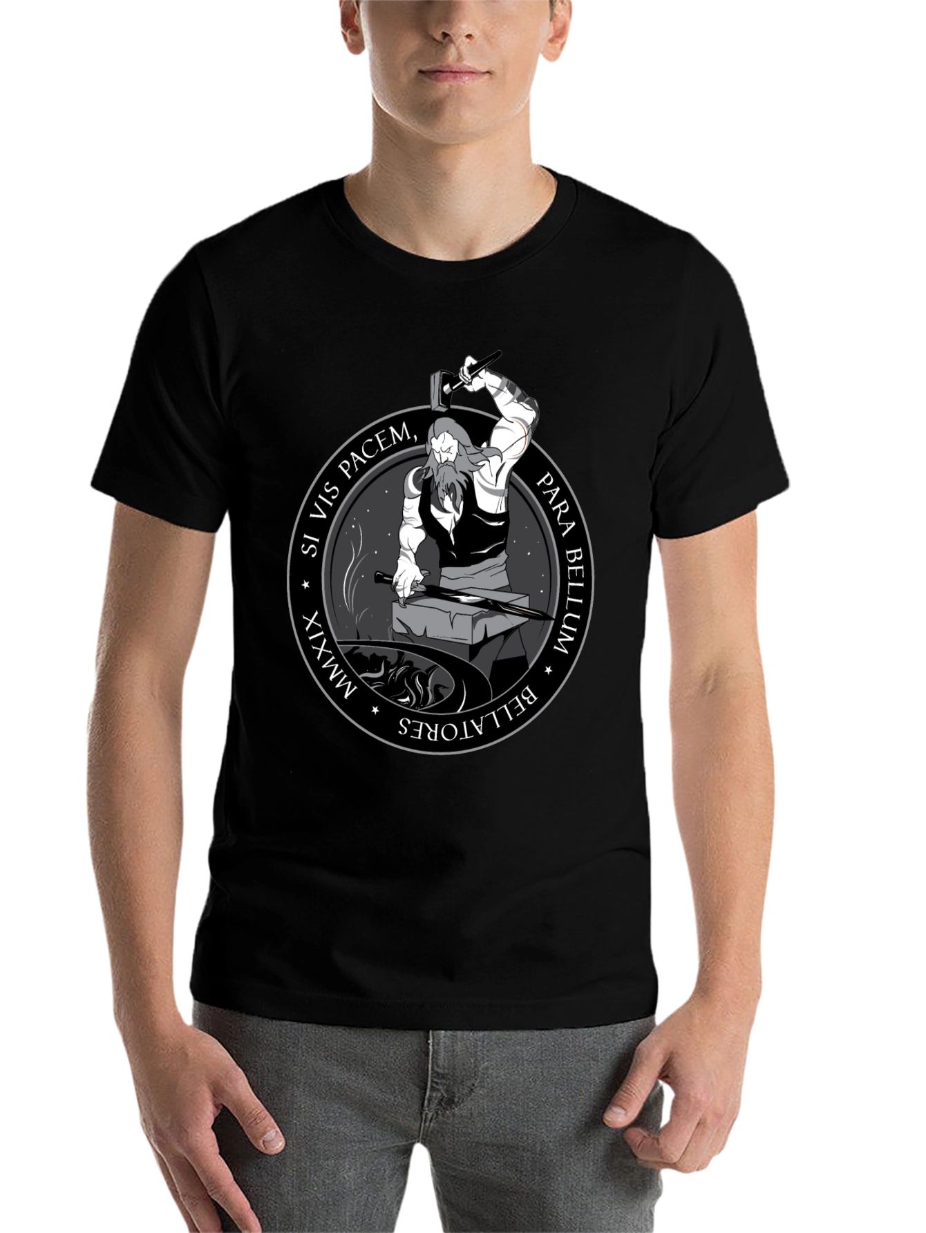 Black Si Vis Pacem, Para Bellum Graphic Tee view 7