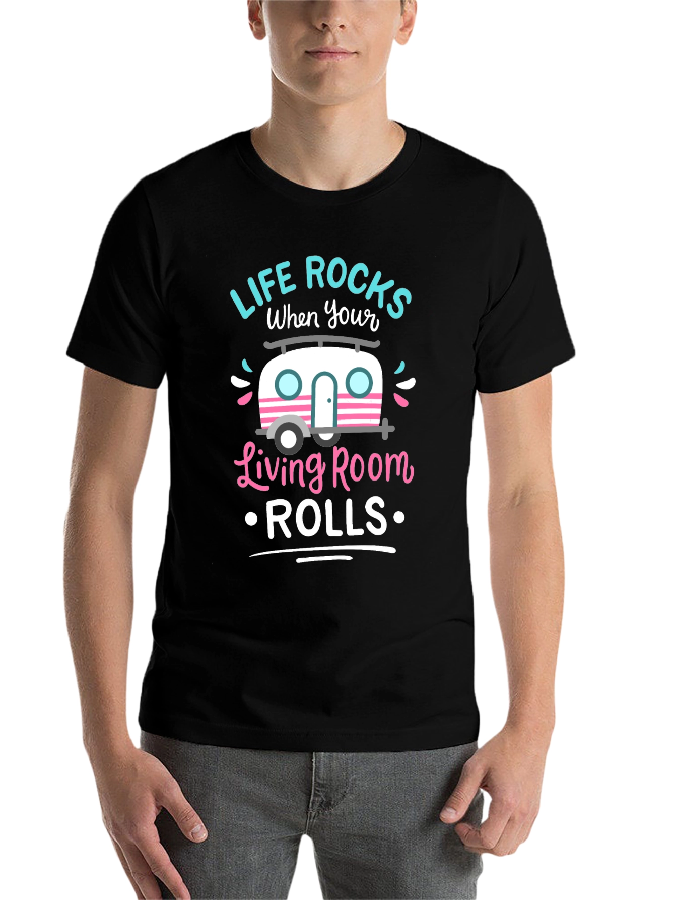 Black Life Rocks When Your Living Room Rolls T-Shirt view 7