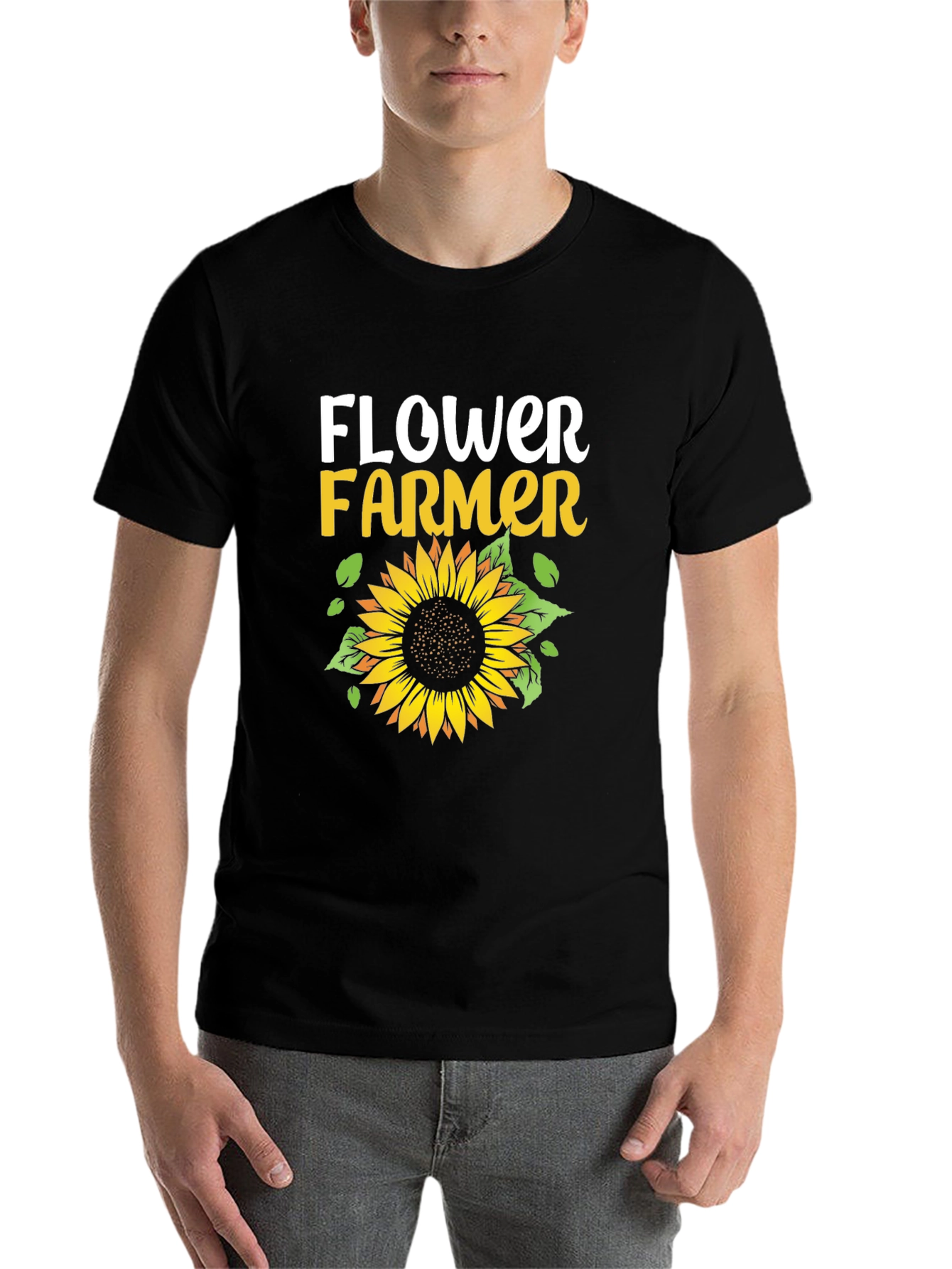 Black Flower Farmer Graphic Tee - Black Unisex T-Shirt view 7