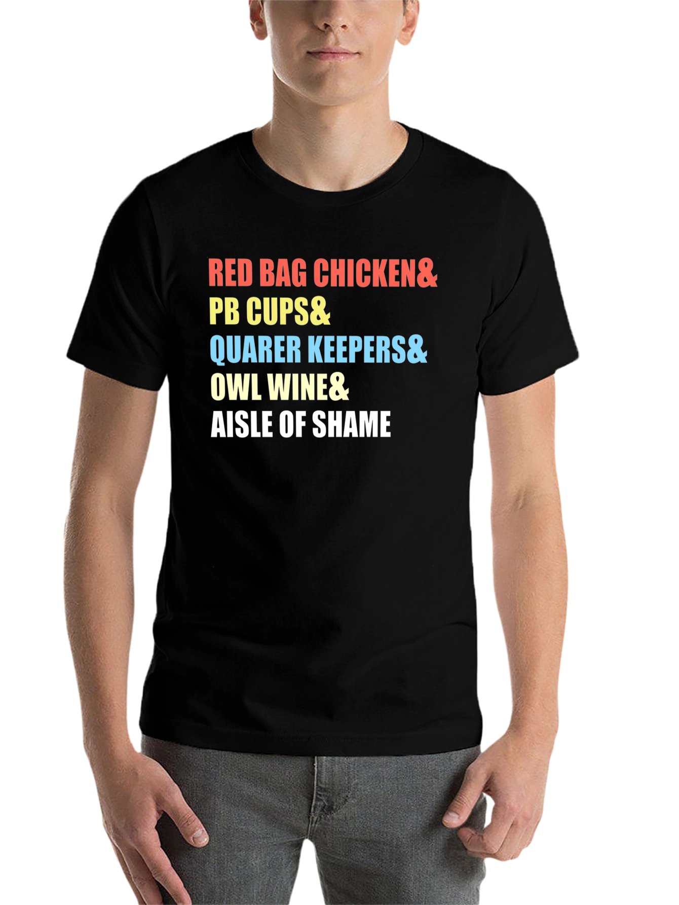 Black Red Bag Chicken & More T-Shirt view 7