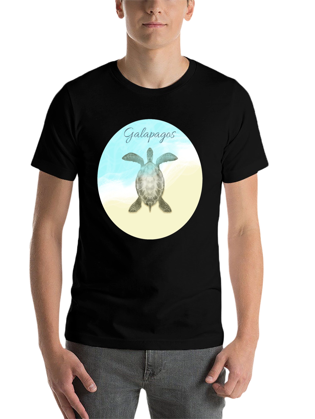 Black Galapagos Turtle Graphic T-Shirt view 7