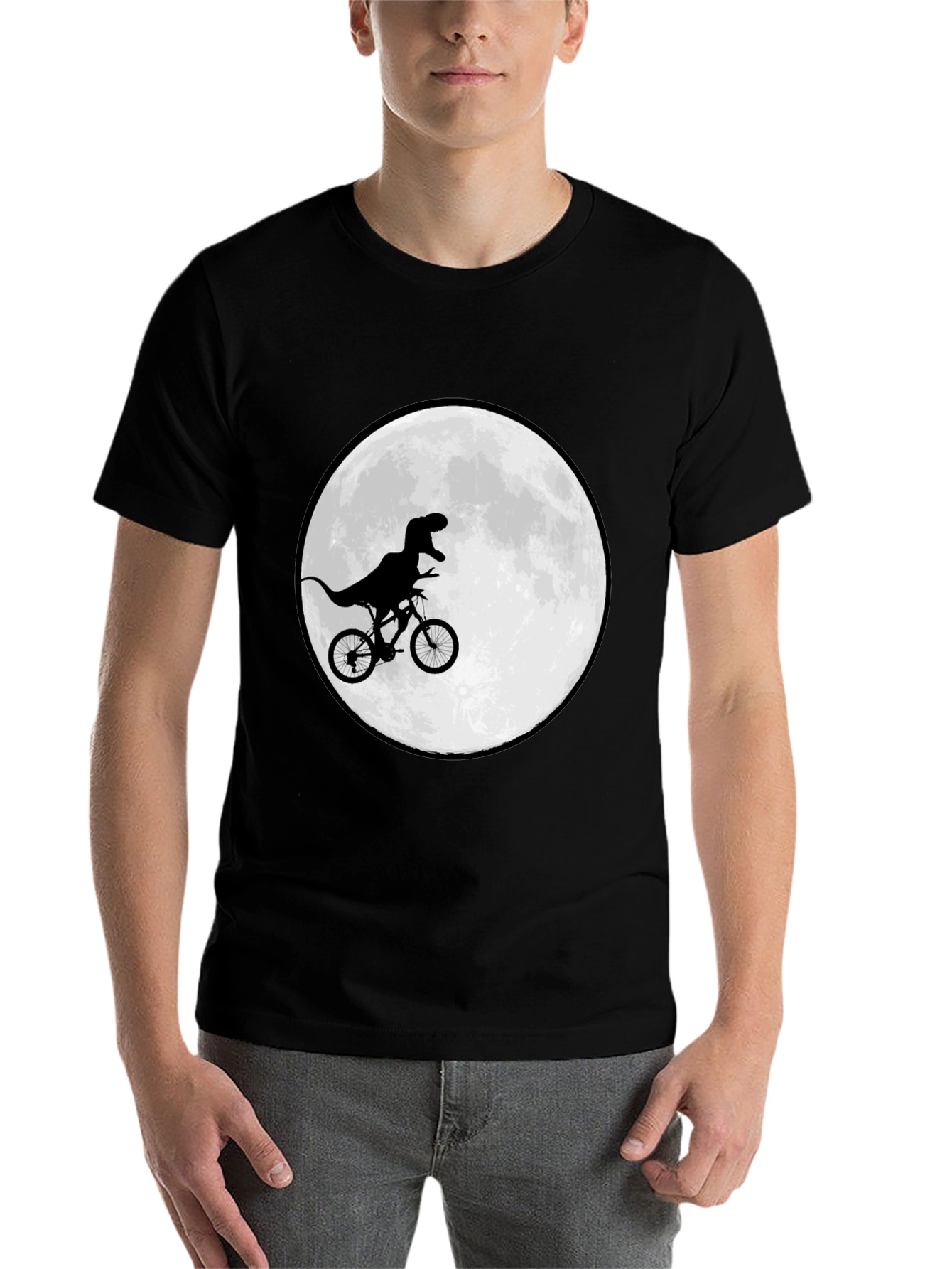 Black Dino Biker T-Shirt - Moon Ride Design view 7
