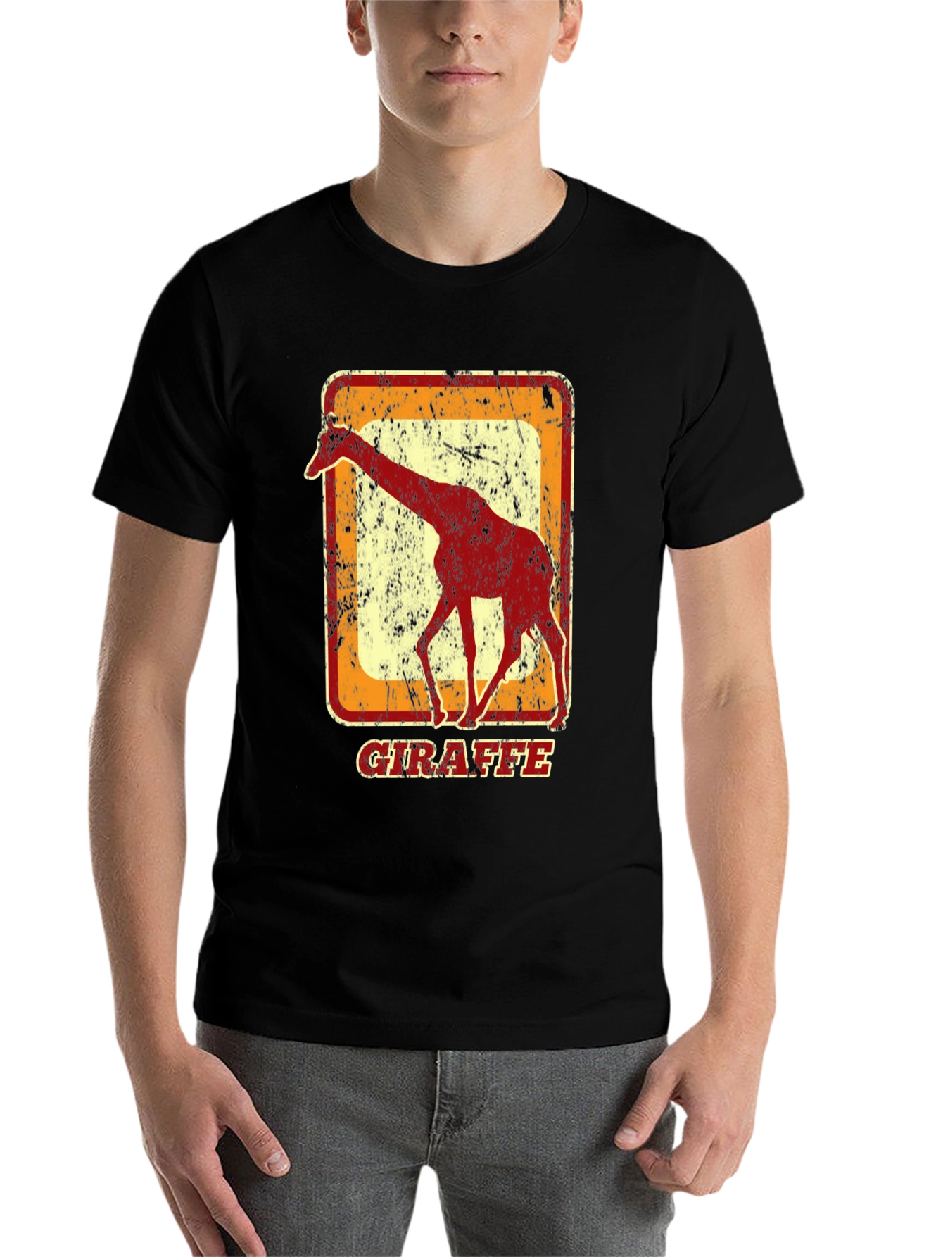 Black Vintage Giraffe Graphic T-Shirt - Cool Animal Tee view 7