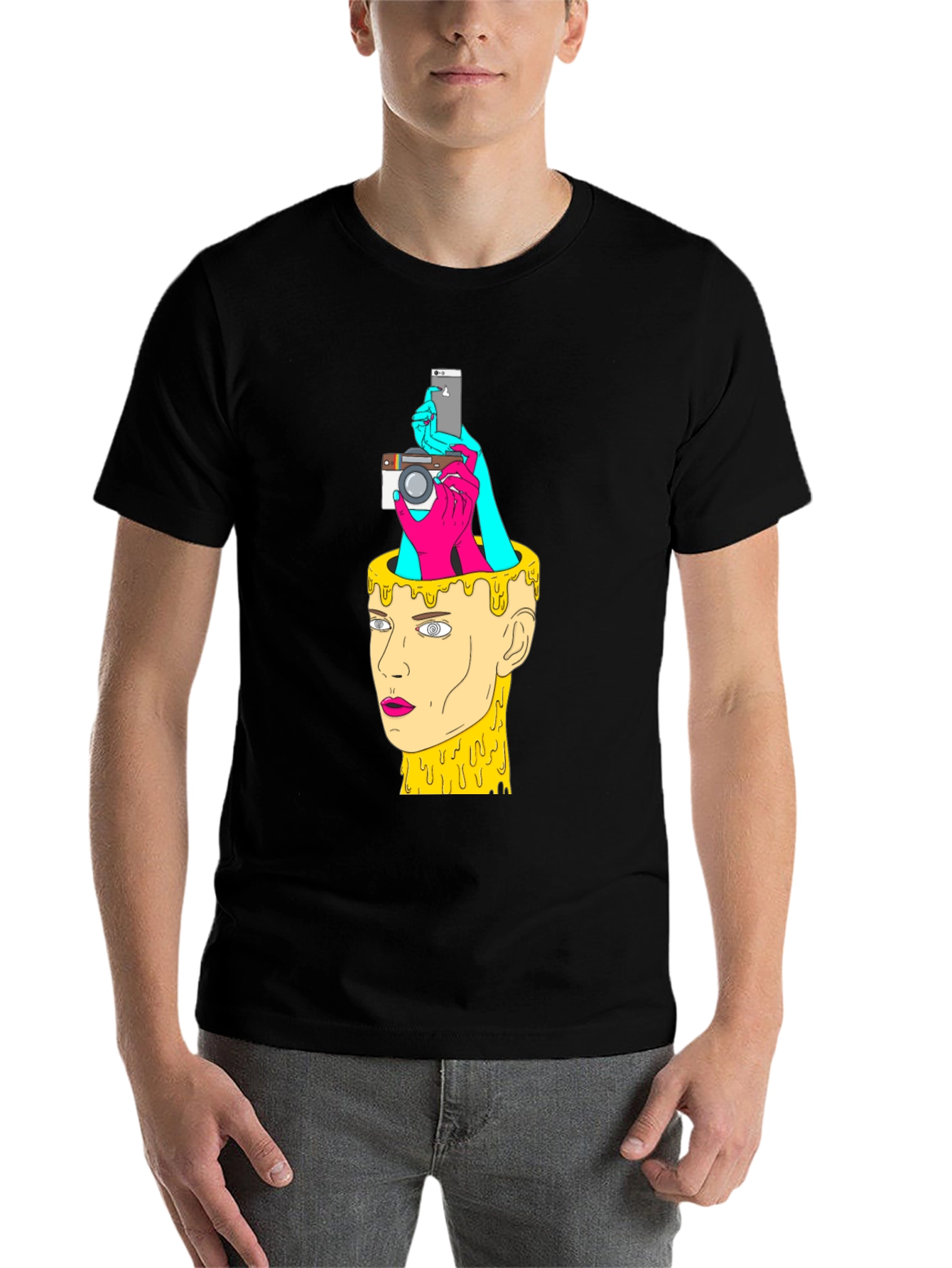 Black Creative Mind Graphic Tee - Black Cotton T-Shirt view 7