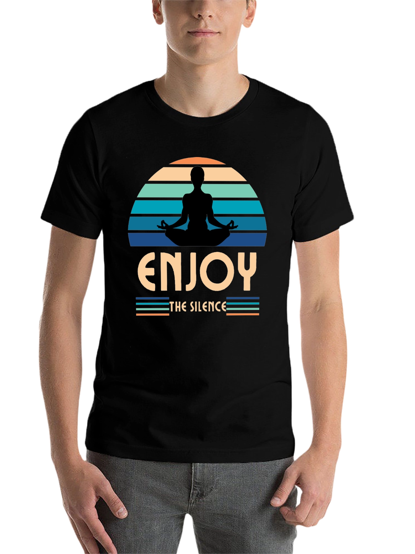 Black Enjoy The Silence Yoga T-Shirt  view 7