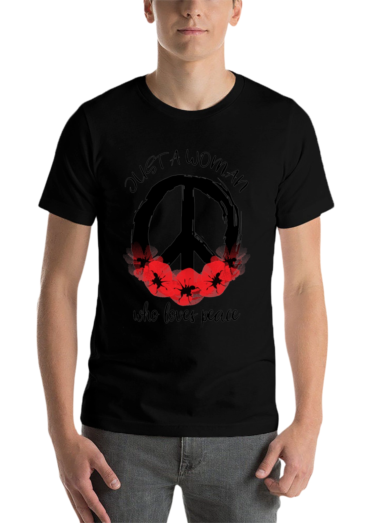 Black Peace Loving Woman Graphic T-Shirt view 7