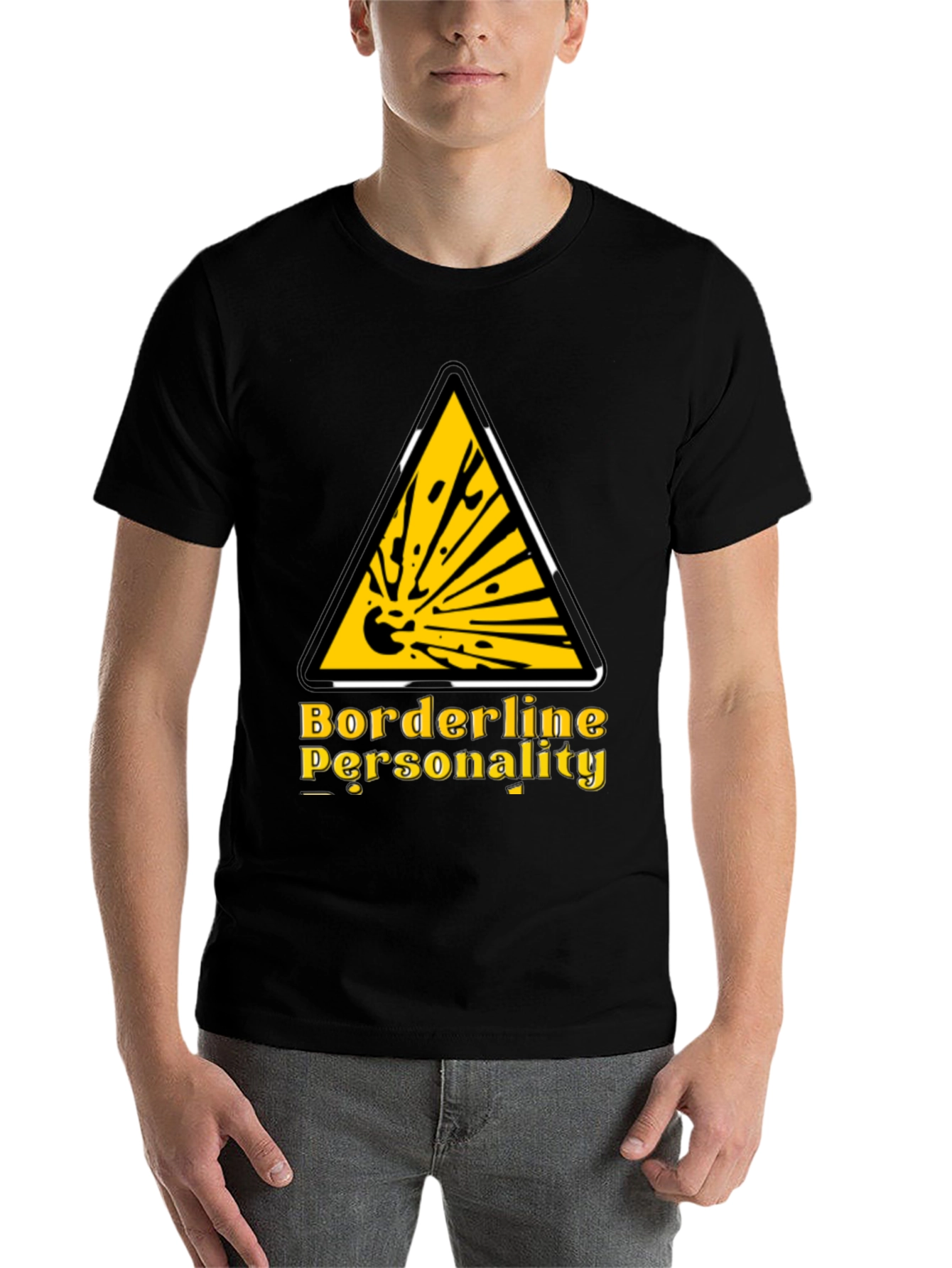 Black Borderline Personality Funny Graphic T-Shirt view 7