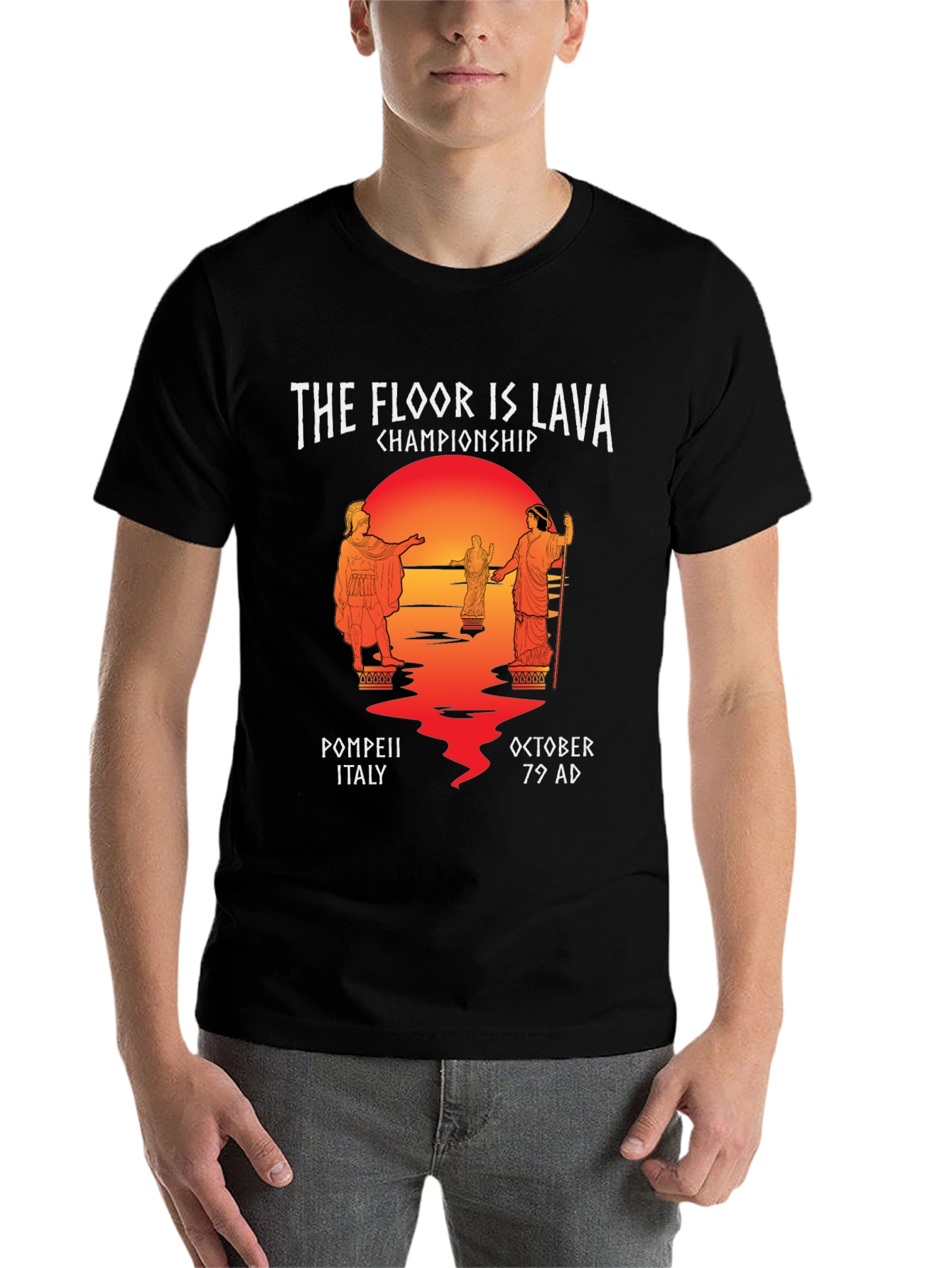 Black The Floor Is Lava Championship Pompeii T-Shirt view 7
