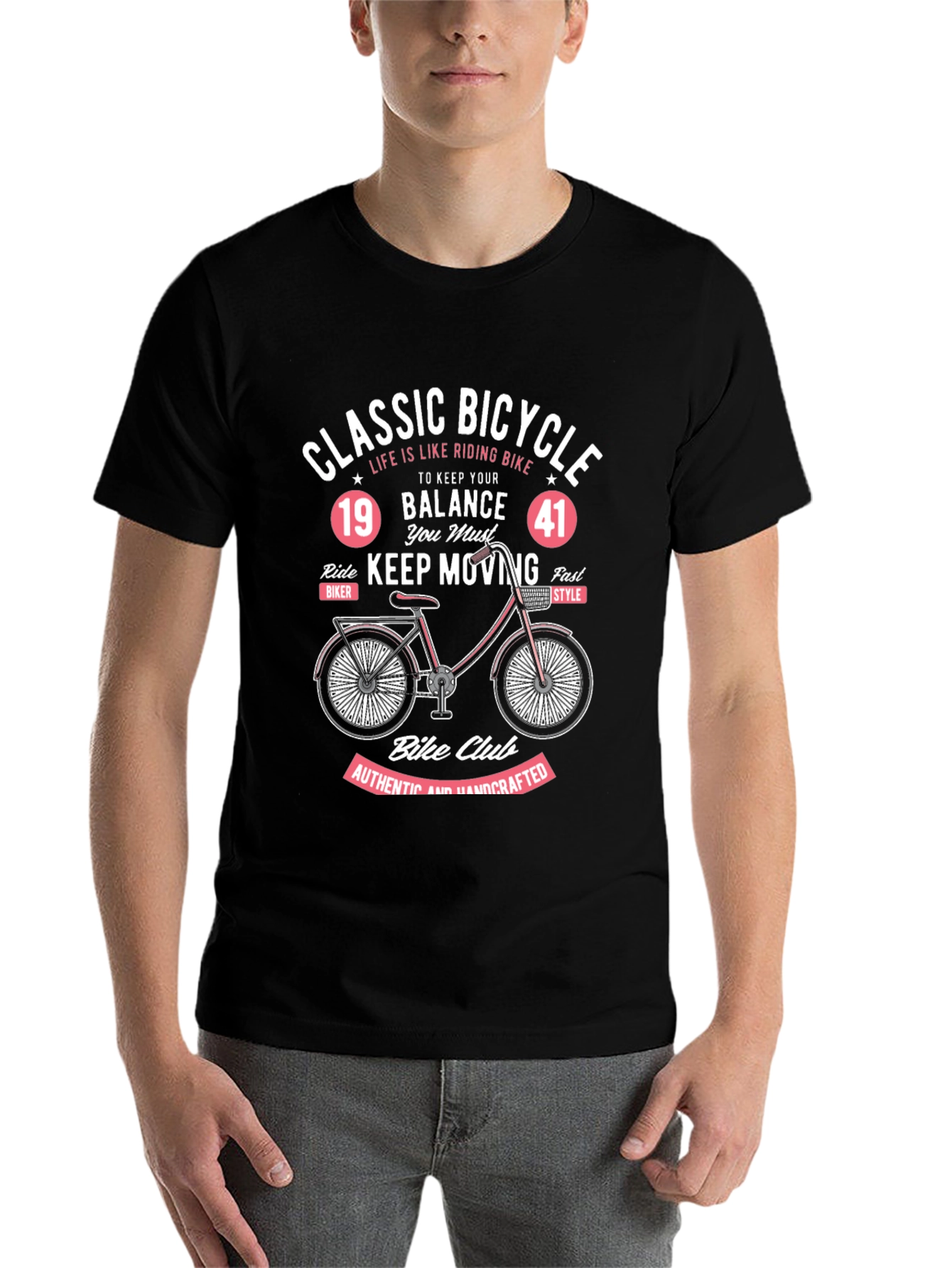 Black Classic Bicycle Graphic T-Shirt - Ride in Style view 7