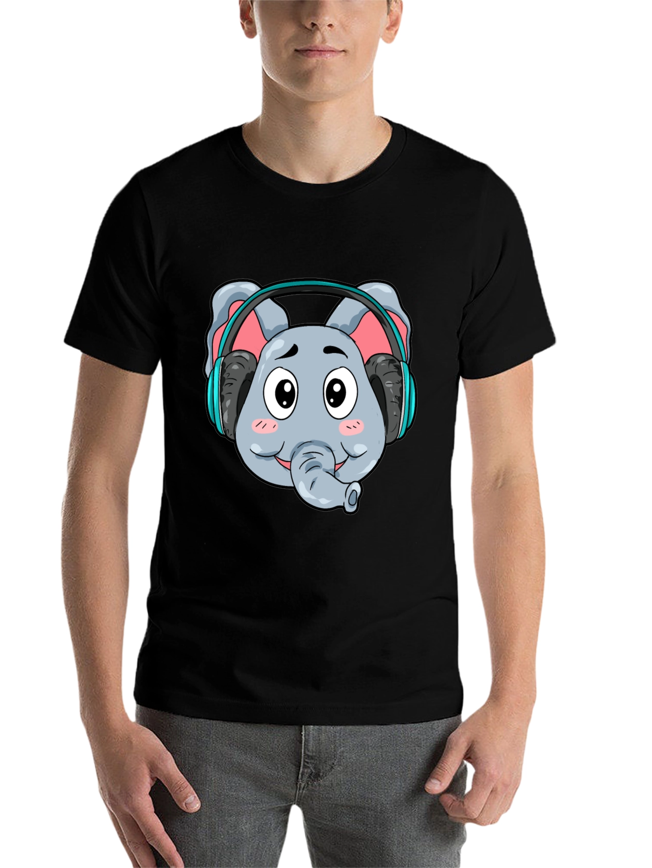Black Elephant DJ Graphic Tee - Cool Cartoon T-Shirt view 7